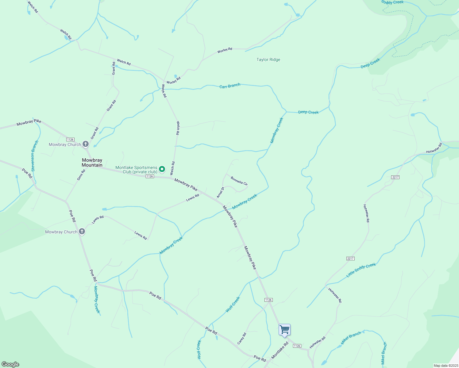 map of restaurants, bars, coffee shops, grocery stores, and more near 1305 Bonnelia Circle in Soddy-Daisy