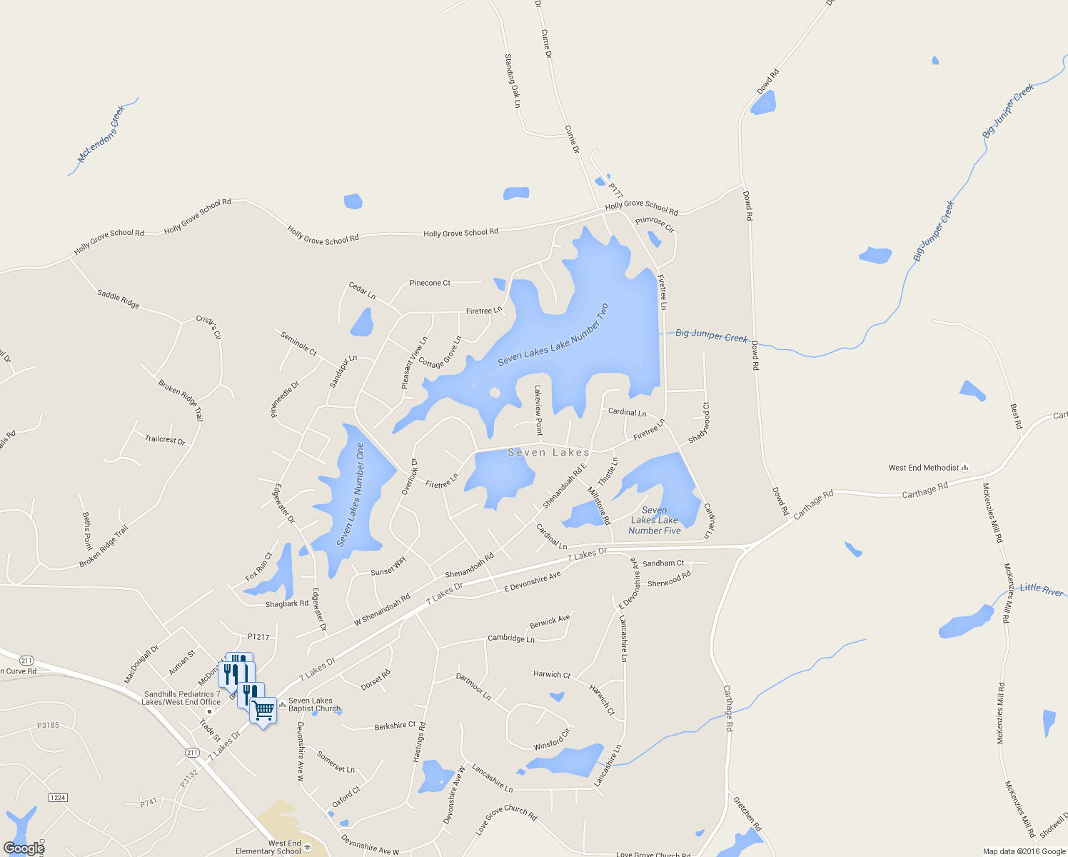 map of restaurants, bars, coffee shops, grocery stores, and more near 105 Lakeview Point in West End