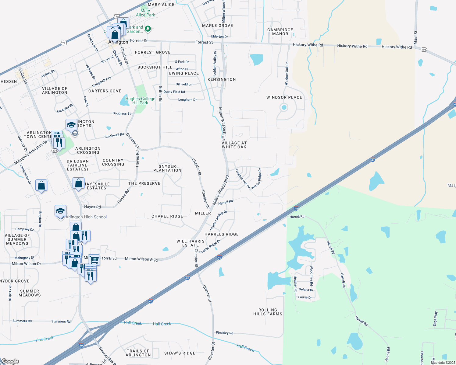 map of restaurants, bars, coffee shops, grocery stores, and more near 12467 Bonsai Bend Drive in Arlington