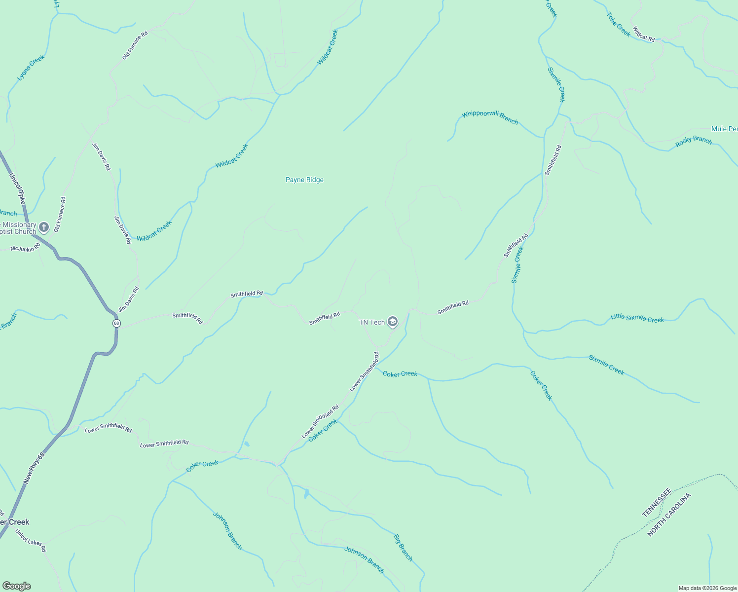 map of restaurants, bars, coffee shops, grocery stores, and more near 1021 Smithfield Road in Tellico Plains