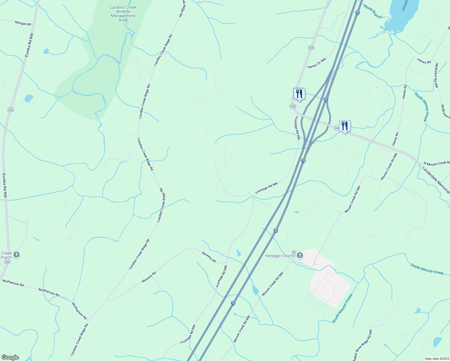 map of restaurants, bars, coffee shops, grocery stores, and more near 250 Talons Ridge Road Northwest in Cleveland