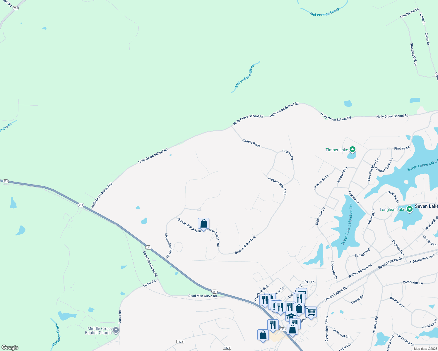 map of restaurants, bars, coffee shops, grocery stores, and more near 630 McLendon Hills Drive in West End