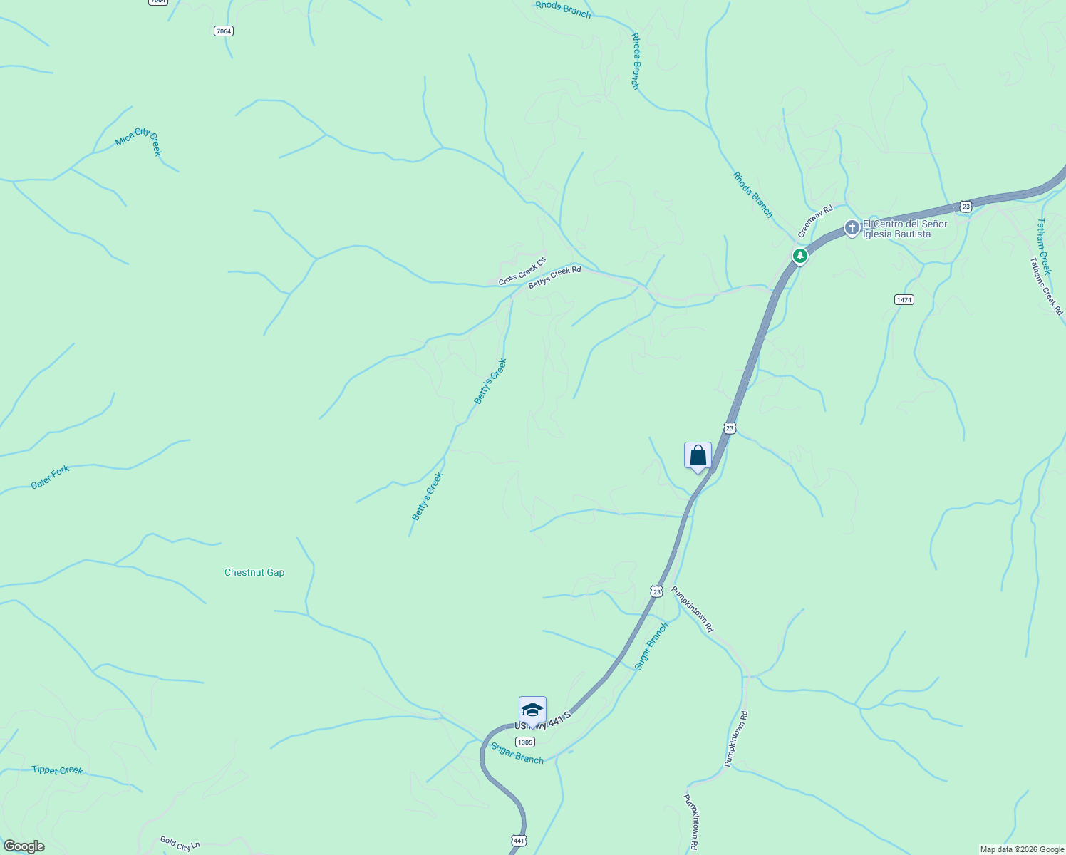 map of restaurants, bars, coffee shops, grocery stores, and more near 8B Hemlock Falls Drive in Sylva