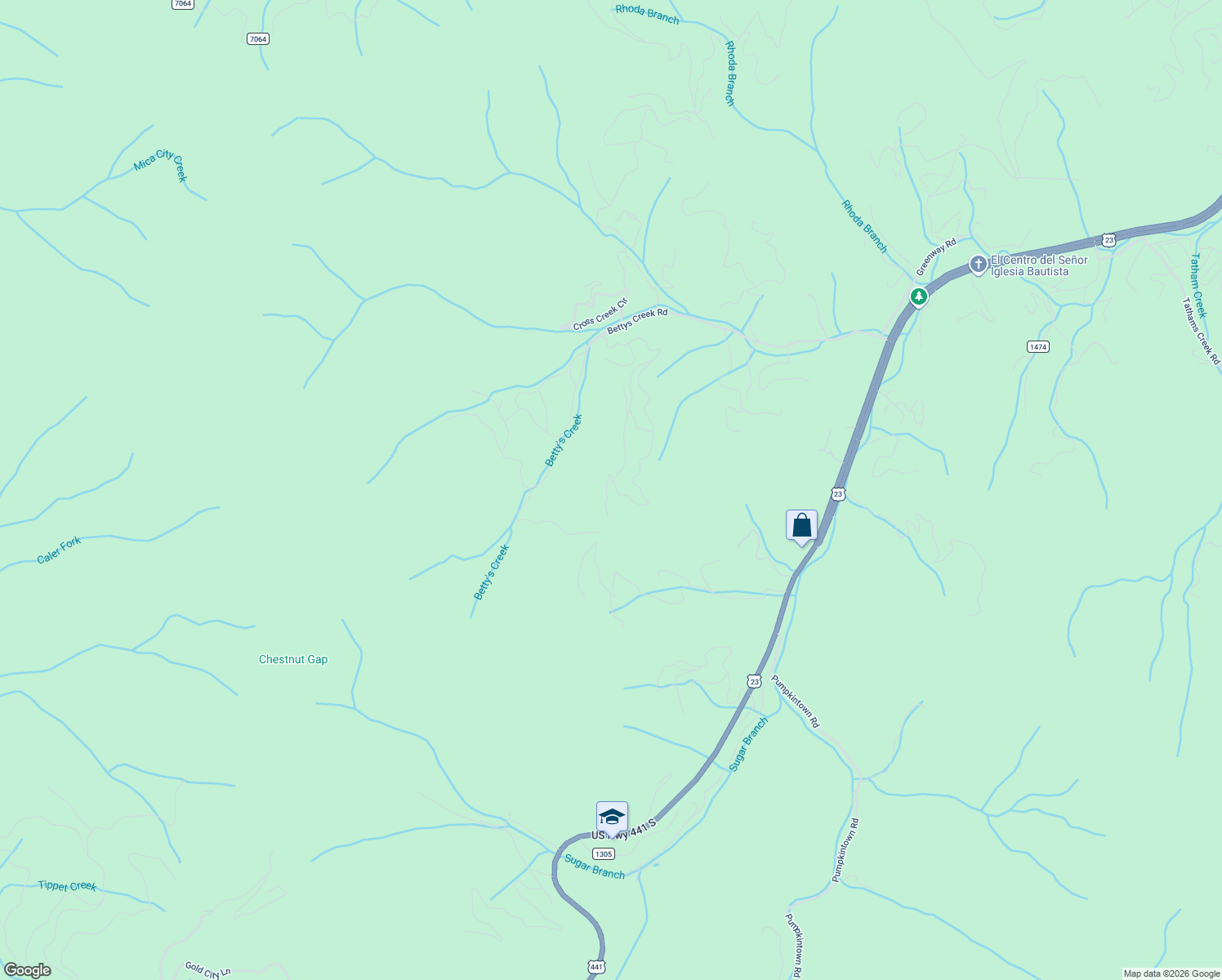 map of restaurants, bars, coffee shops, grocery stores, and more near 8B Hemlock Falls Drive in Sylva