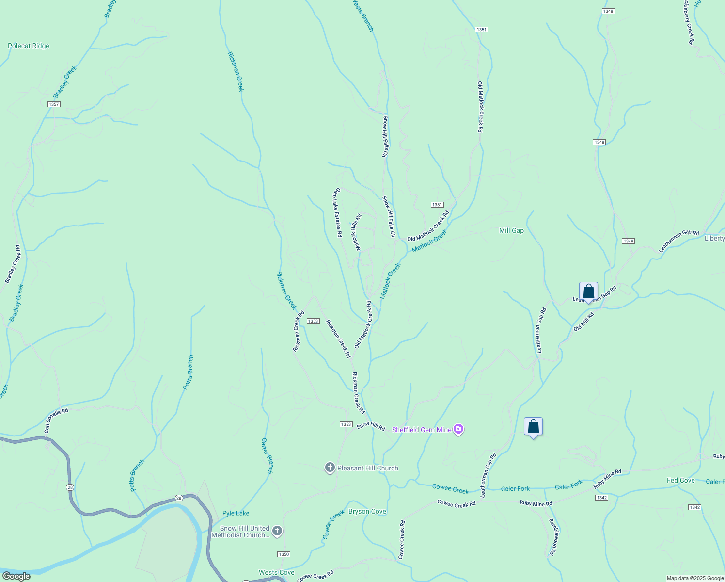 map of restaurants, bars, coffee shops, grocery stores, and more near 12 Gem Lake Estates Road in Franklin