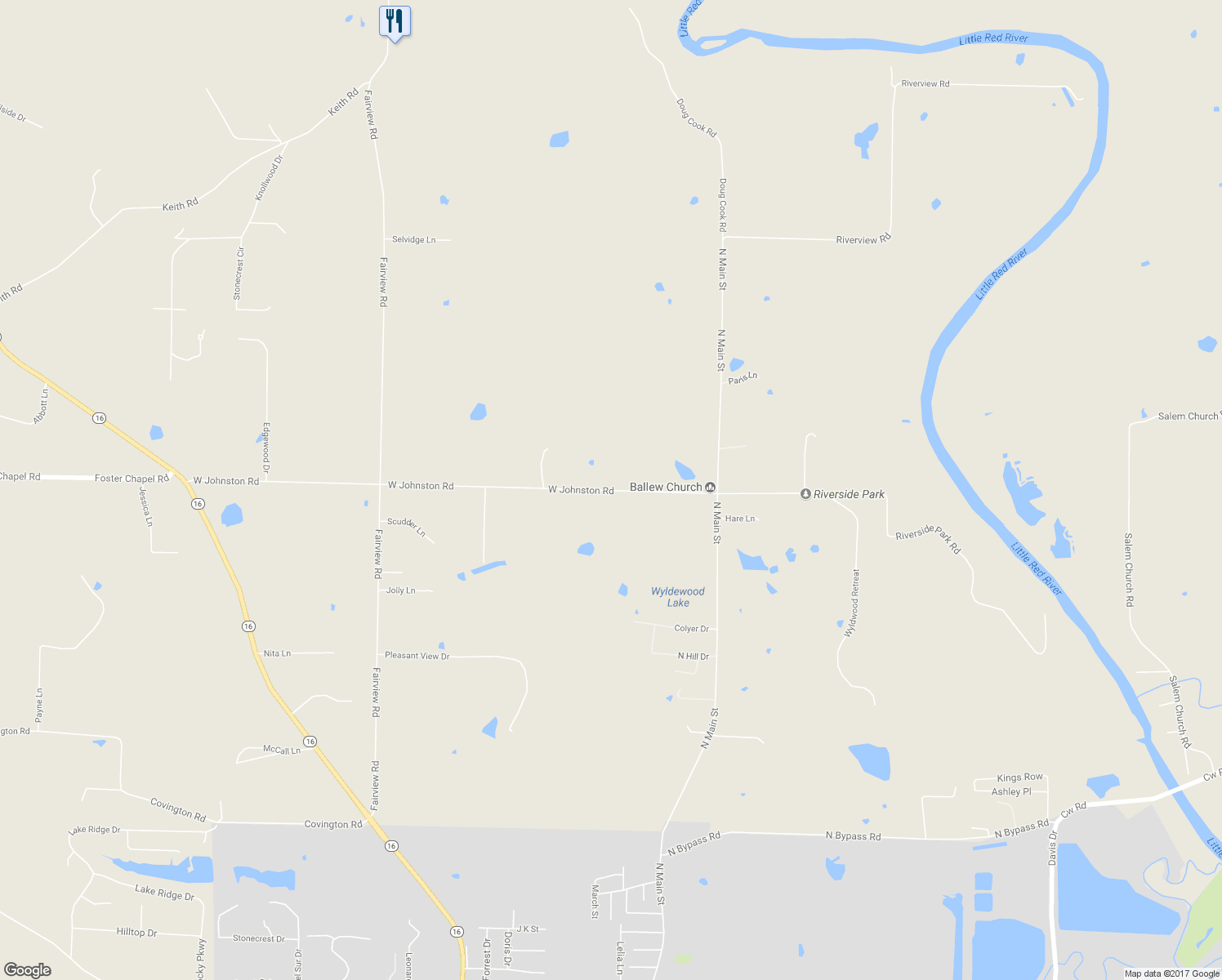 map of restaurants, bars, coffee shops, grocery stores, and more near 148 West Johnston Road in Searcy