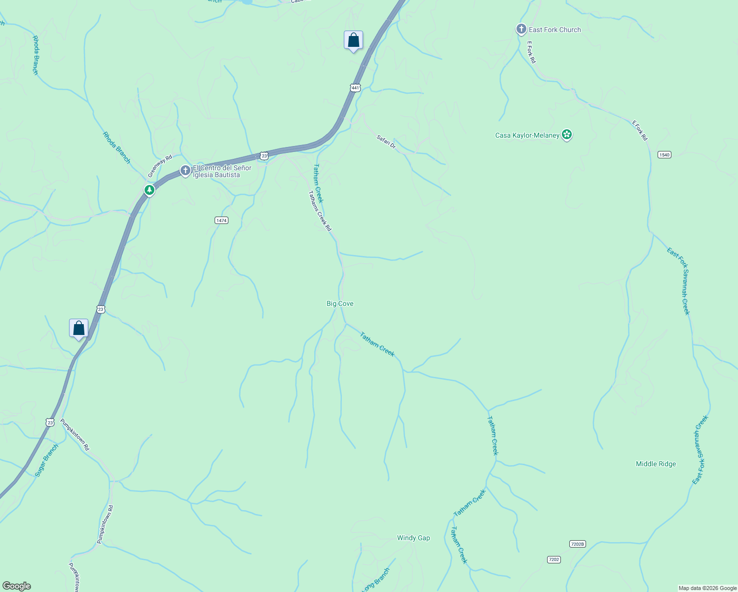 map of restaurants, bars, coffee shops, grocery stores, and more near 837 Tathams Creek Rd in Sylva