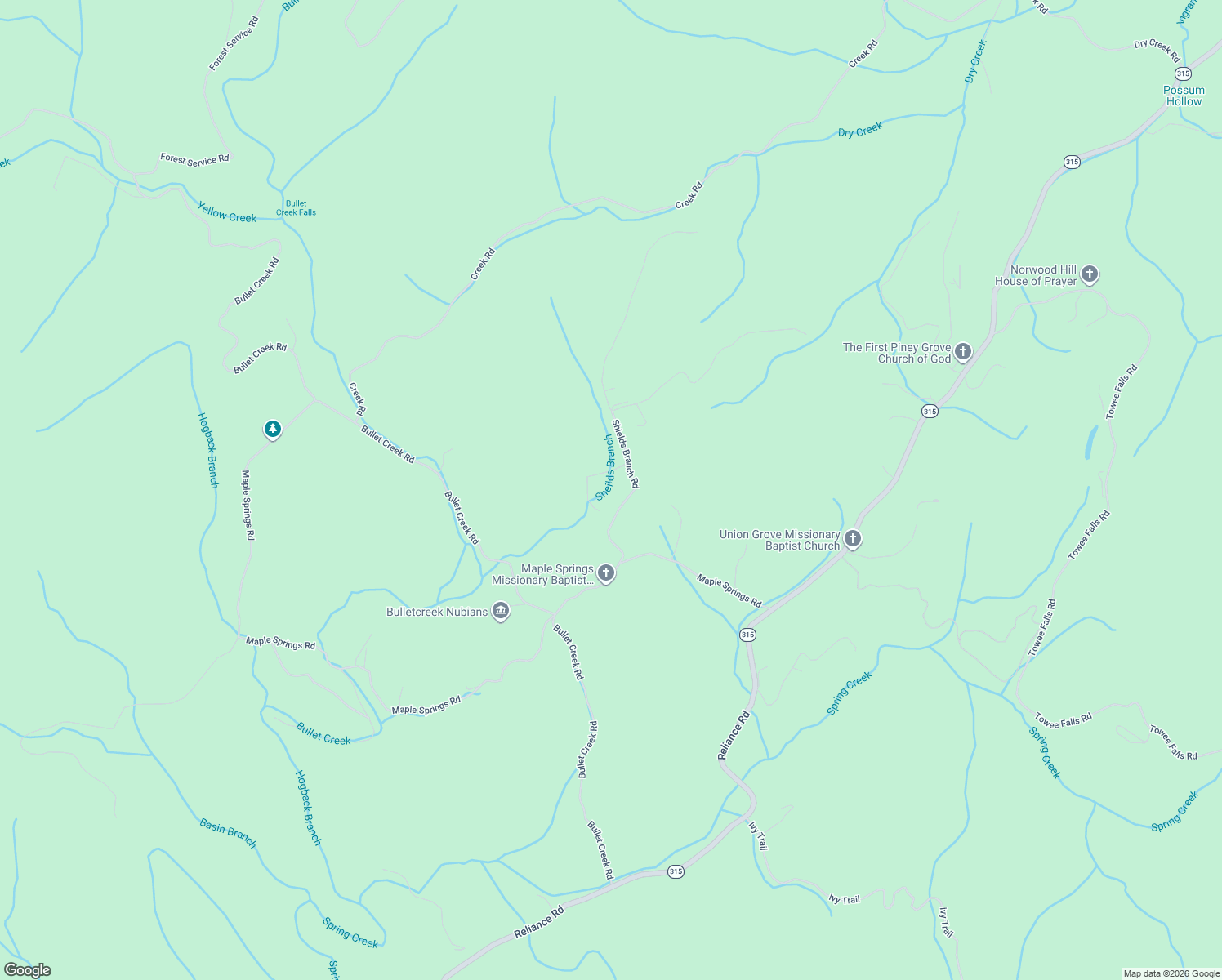 map of restaurants, bars, coffee shops, grocery stores, and more near 139 Shields Branch Road in Tellico Plains