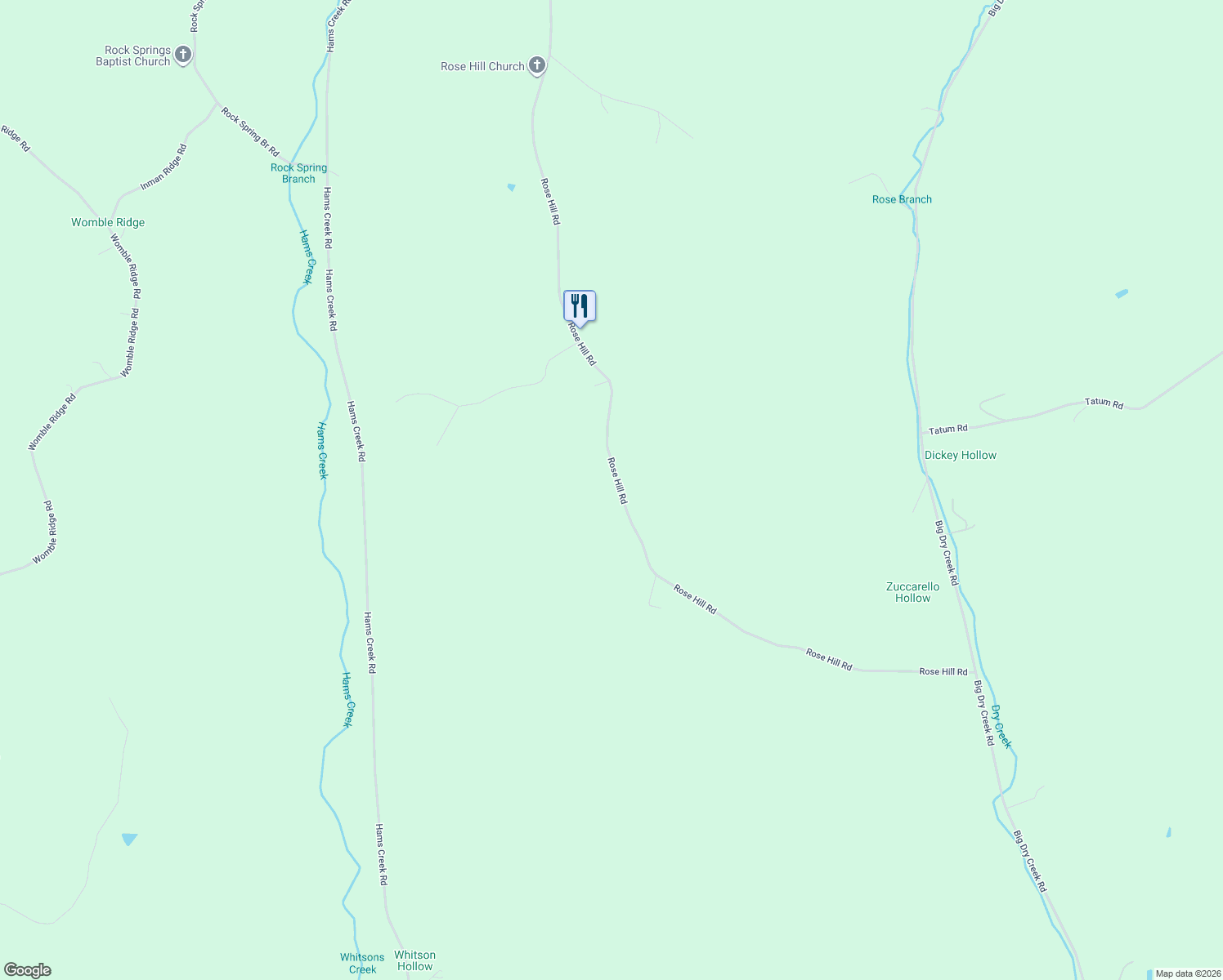 map of restaurants, bars, coffee shops, grocery stores, and more near 600 Rose Hill Road in Pulaski