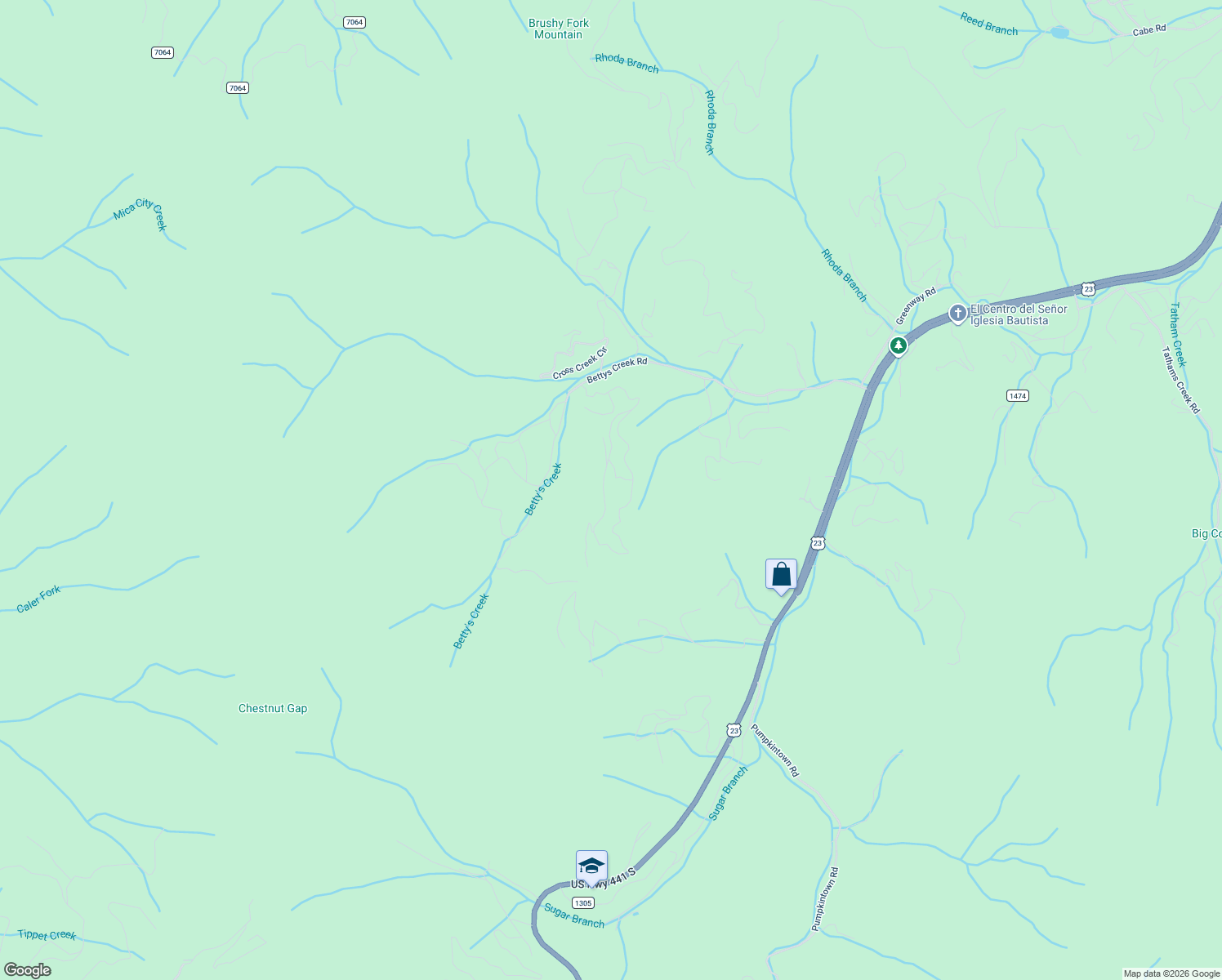 map of restaurants, bars, coffee shops, grocery stores, and more near 68 Charity Trail in Sylva