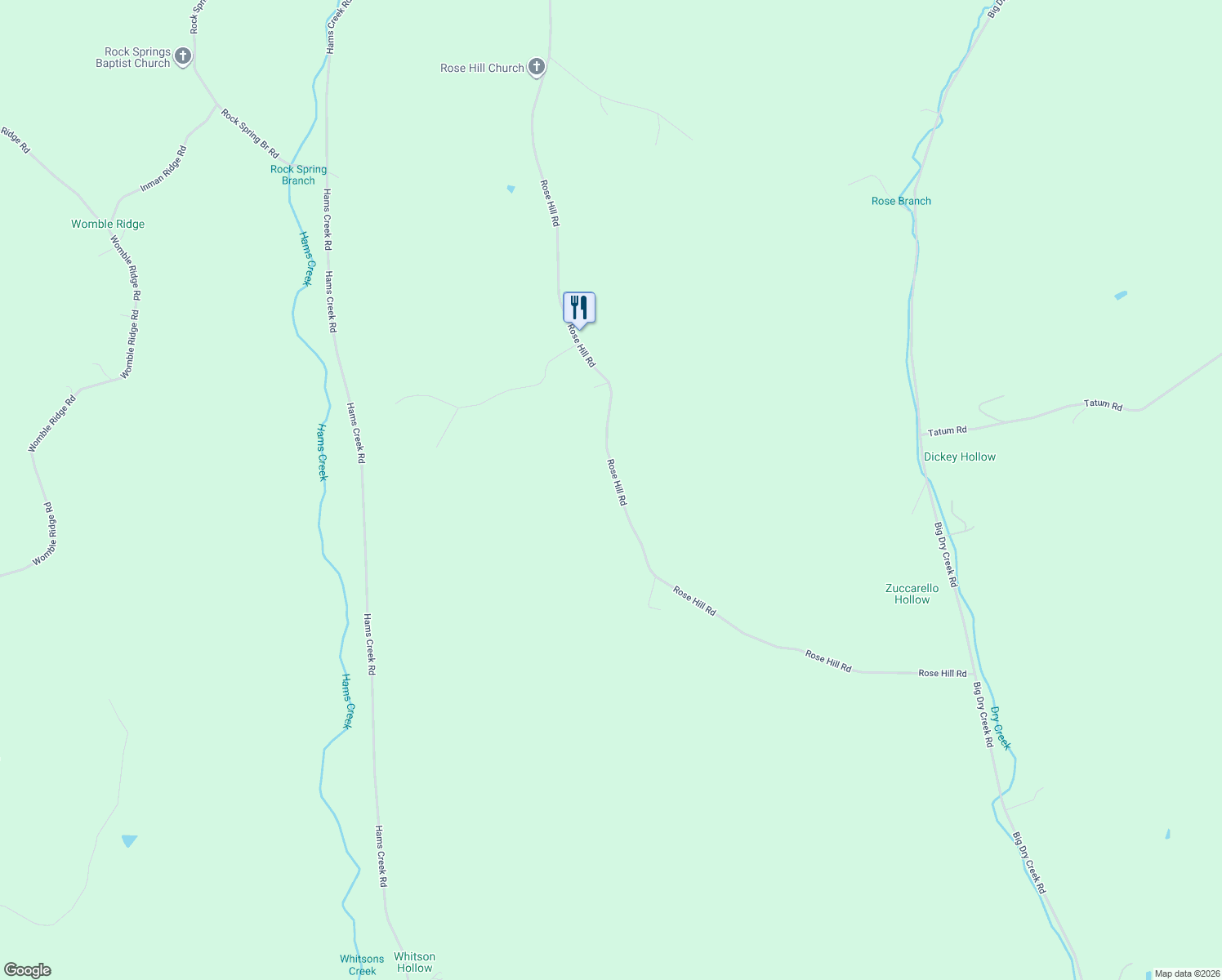 map of restaurants, bars, coffee shops, grocery stores, and more near 600 Rose Hill Road in Pulaski