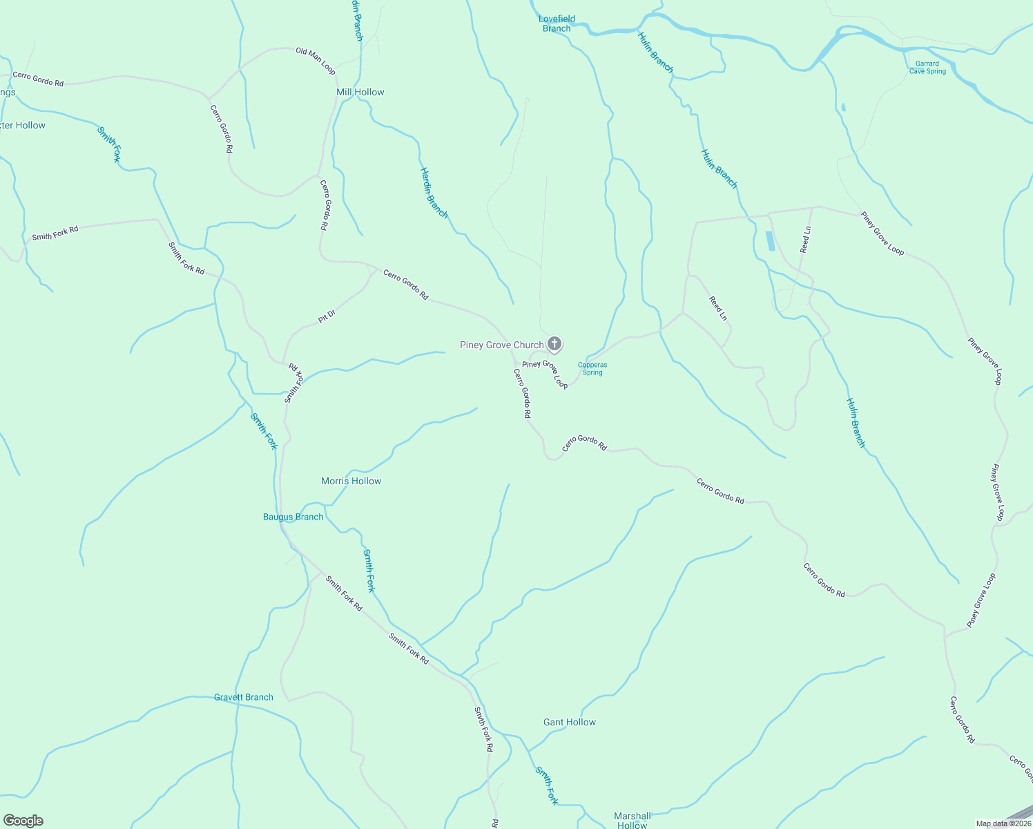 map of restaurants, bars, coffee shops, grocery stores, and more near 2813 Cerro Gordo Road in Olivehill