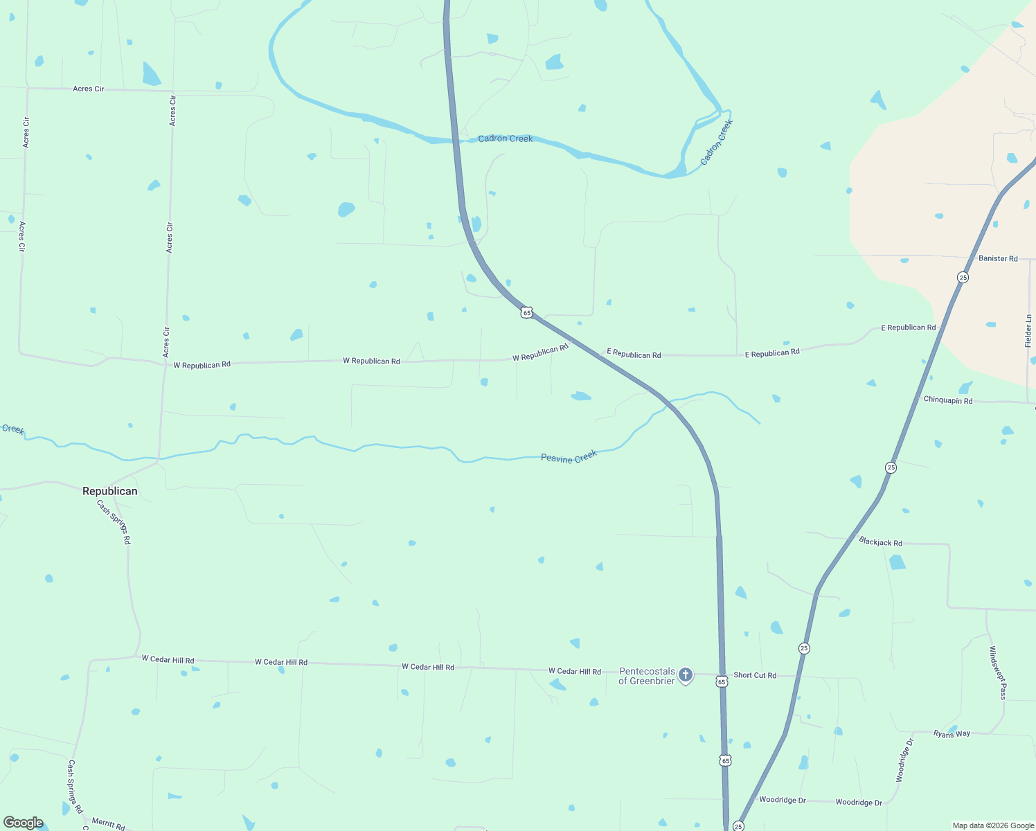 map of restaurants, bars, coffee shops, grocery stores, and more near 99 Beene Road in Greenbrier