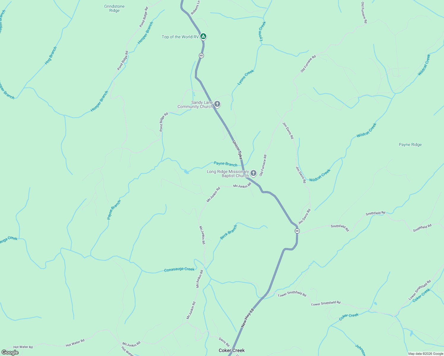 map of restaurants, bars, coffee shops, grocery stores, and more near 180 Mcjunkin Road in Tellico Plains