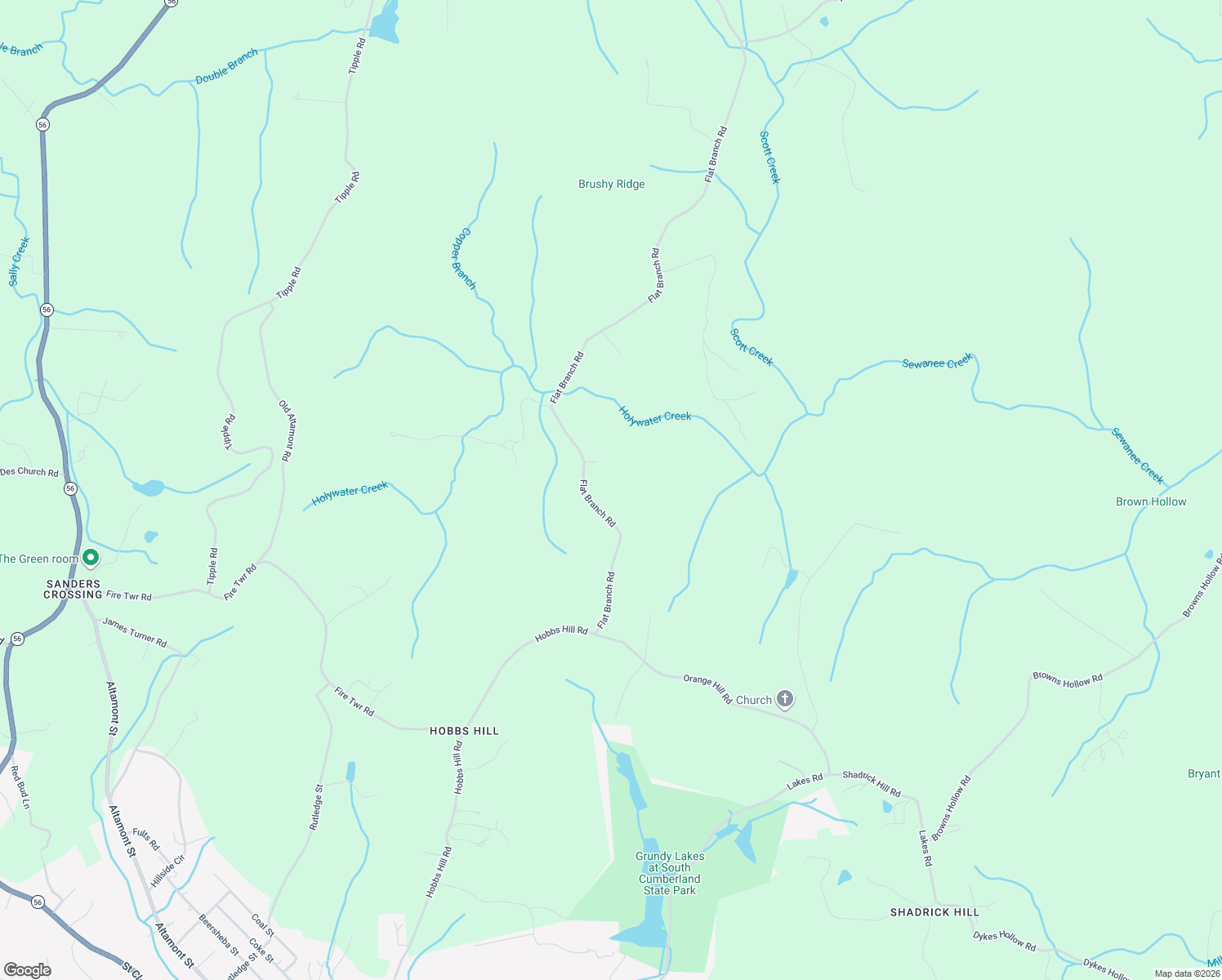 map of restaurants, bars, coffee shops, grocery stores, and more near 143 Holy Water Trail in Tracy City