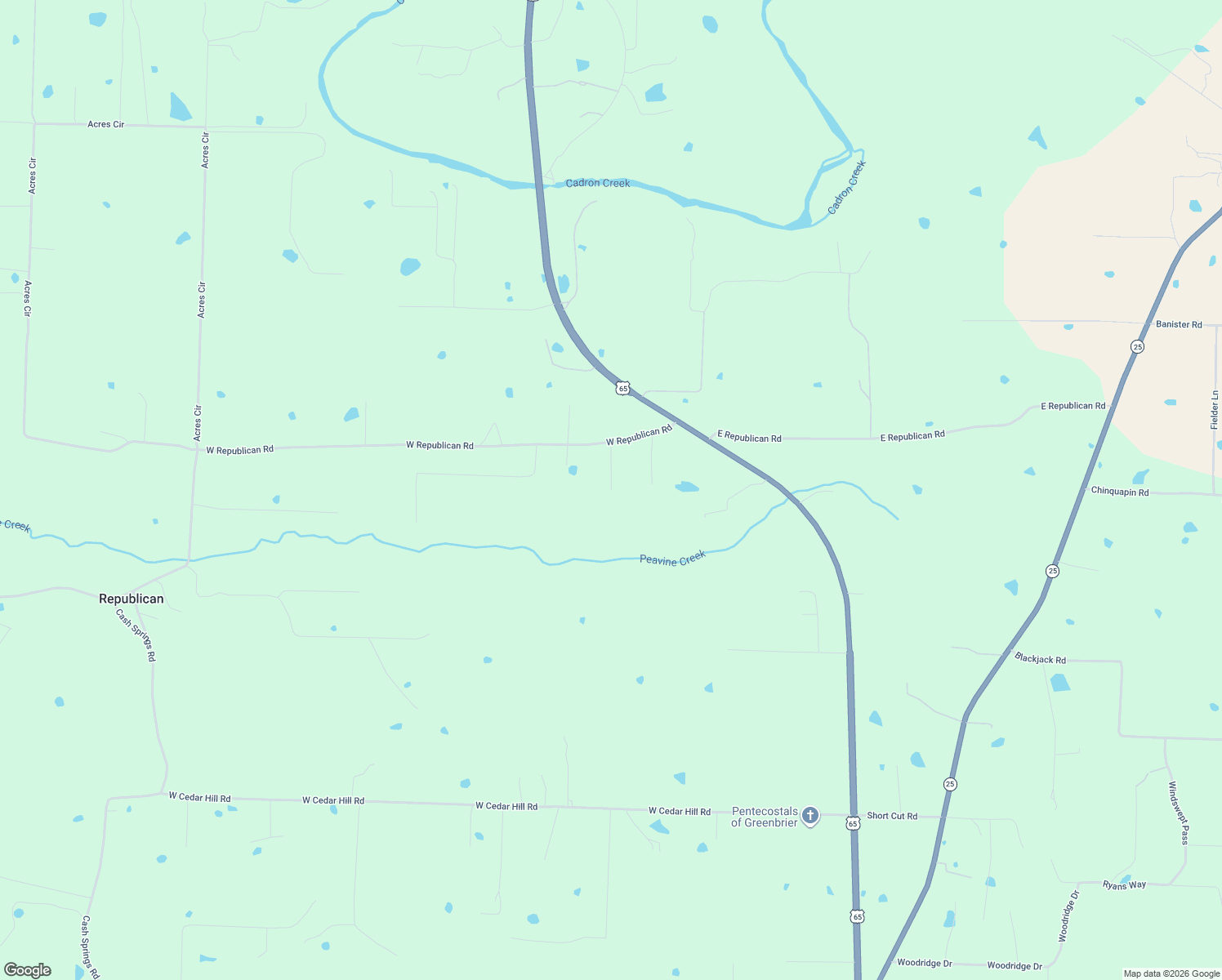 map of restaurants, bars, coffee shops, grocery stores, and more near 99 Beene Road in Greenbrier