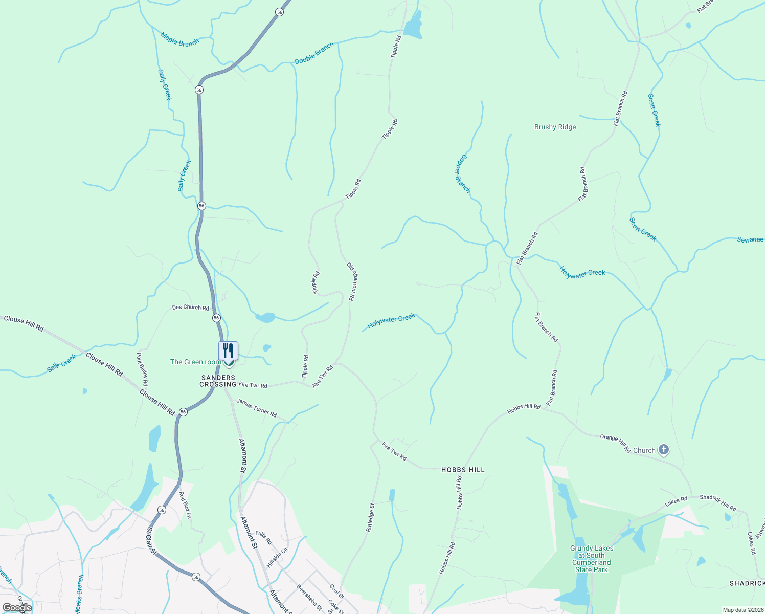 map of restaurants, bars, coffee shops, grocery stores, and more near 296 Old Altamont Road in Tracy City