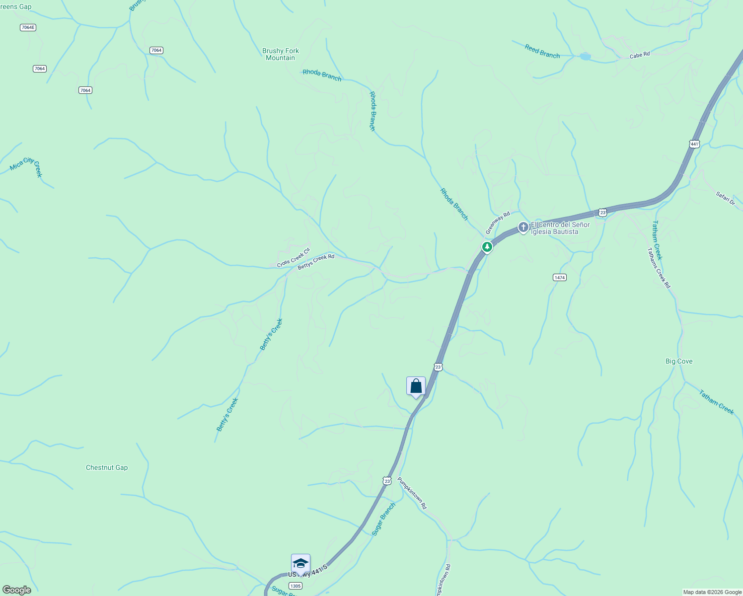 map of restaurants, bars, coffee shops, grocery stores, and more near 211 Happy Nest Road in Sylva