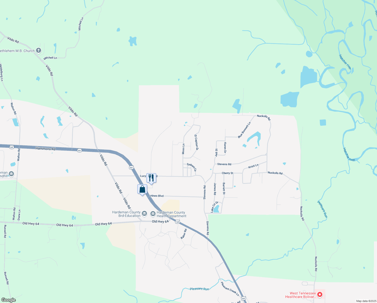 map of restaurants, bars, coffee shops, grocery stores, and more near 113 Sharon St in Bolivar