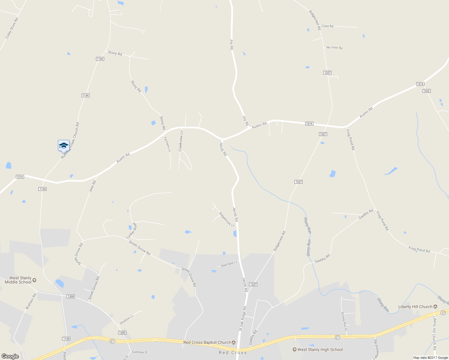 map of restaurants, bars, coffee shops, grocery stores, and more near 20191 Jacob Road in Locust