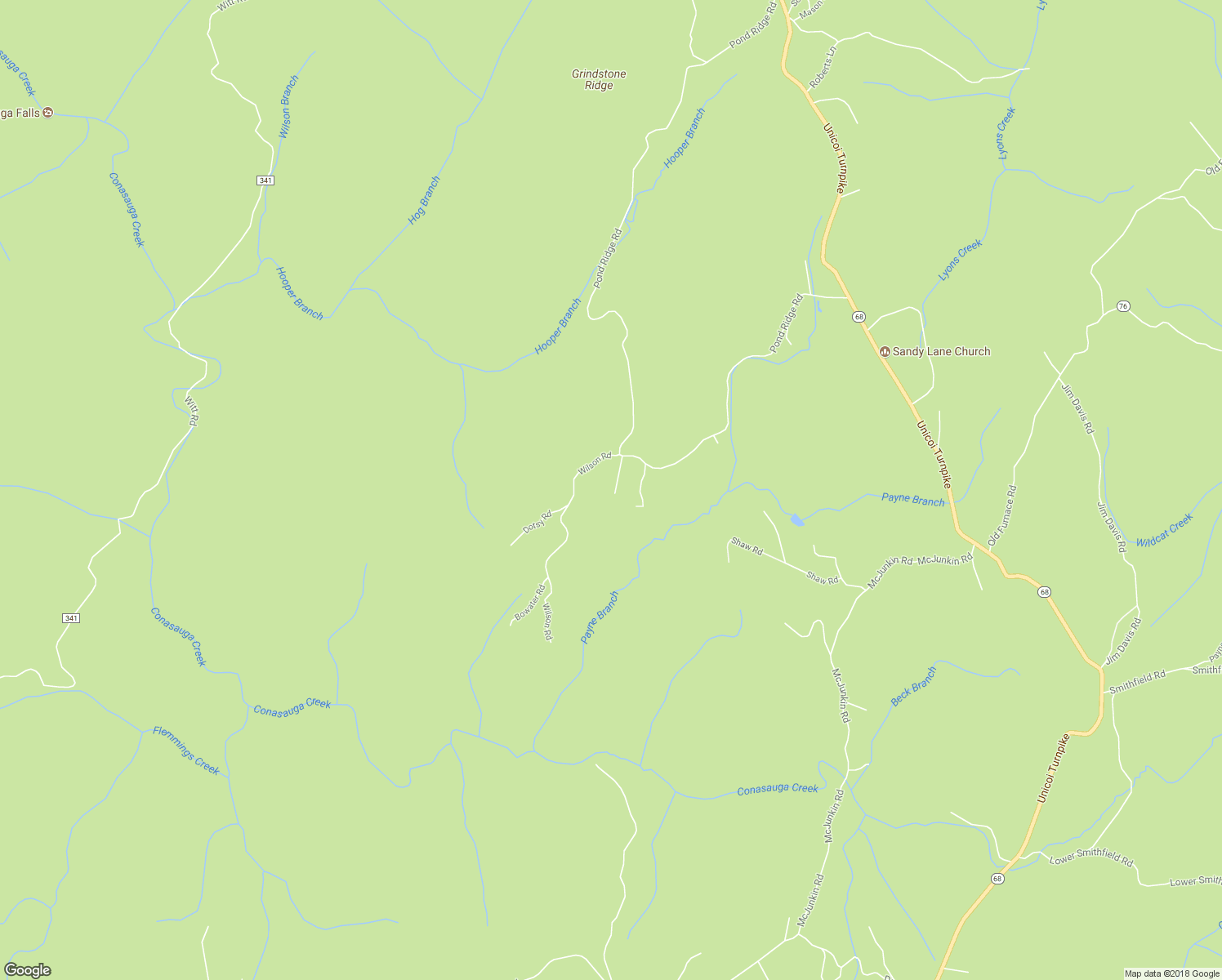 map of restaurants, bars, coffee shops, grocery stores, and more near 504 Pond Ridge Road in Tellico Plains