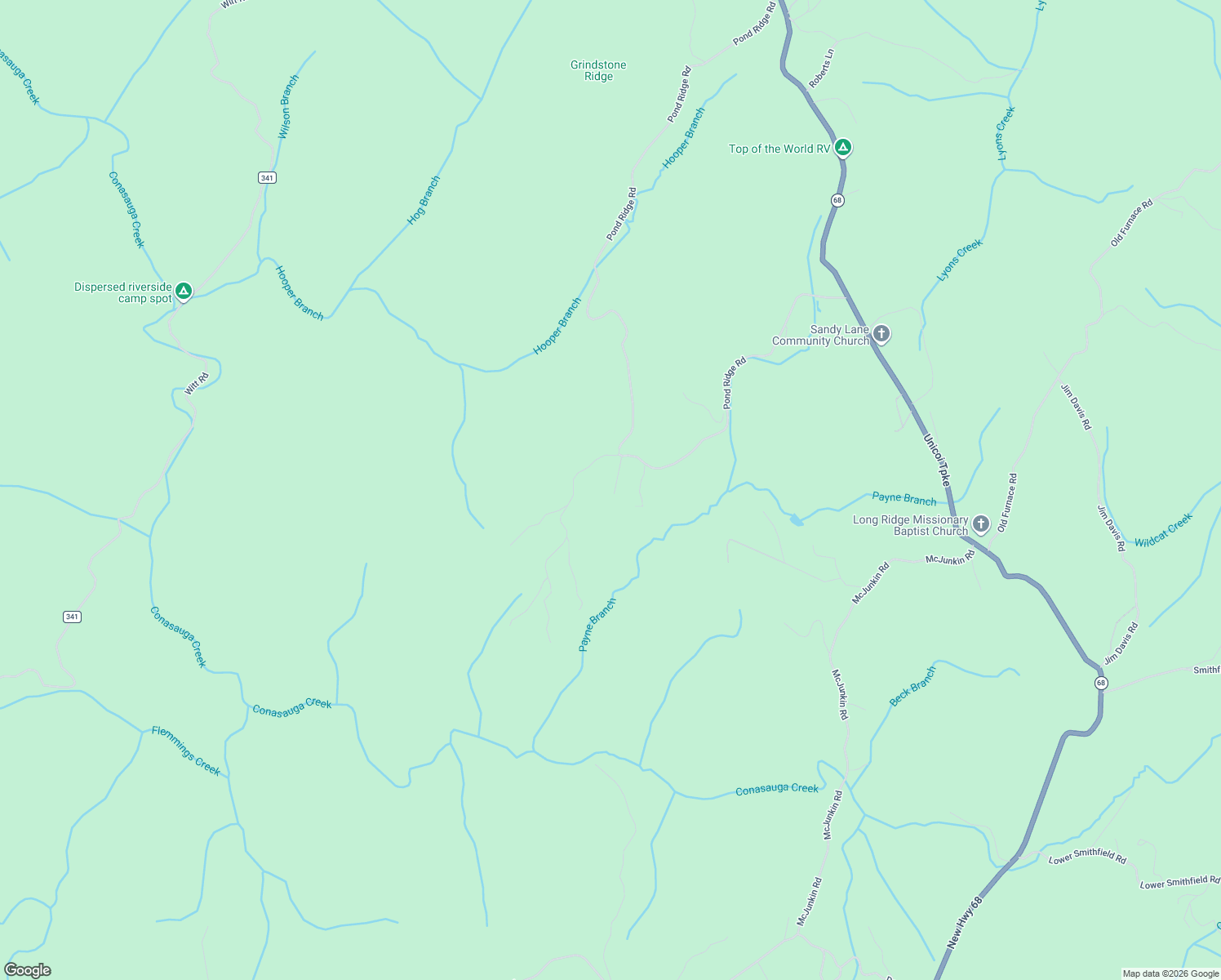 map of restaurants, bars, coffee shops, grocery stores, and more near 504 Pond Ridge Road in Tellico Plains