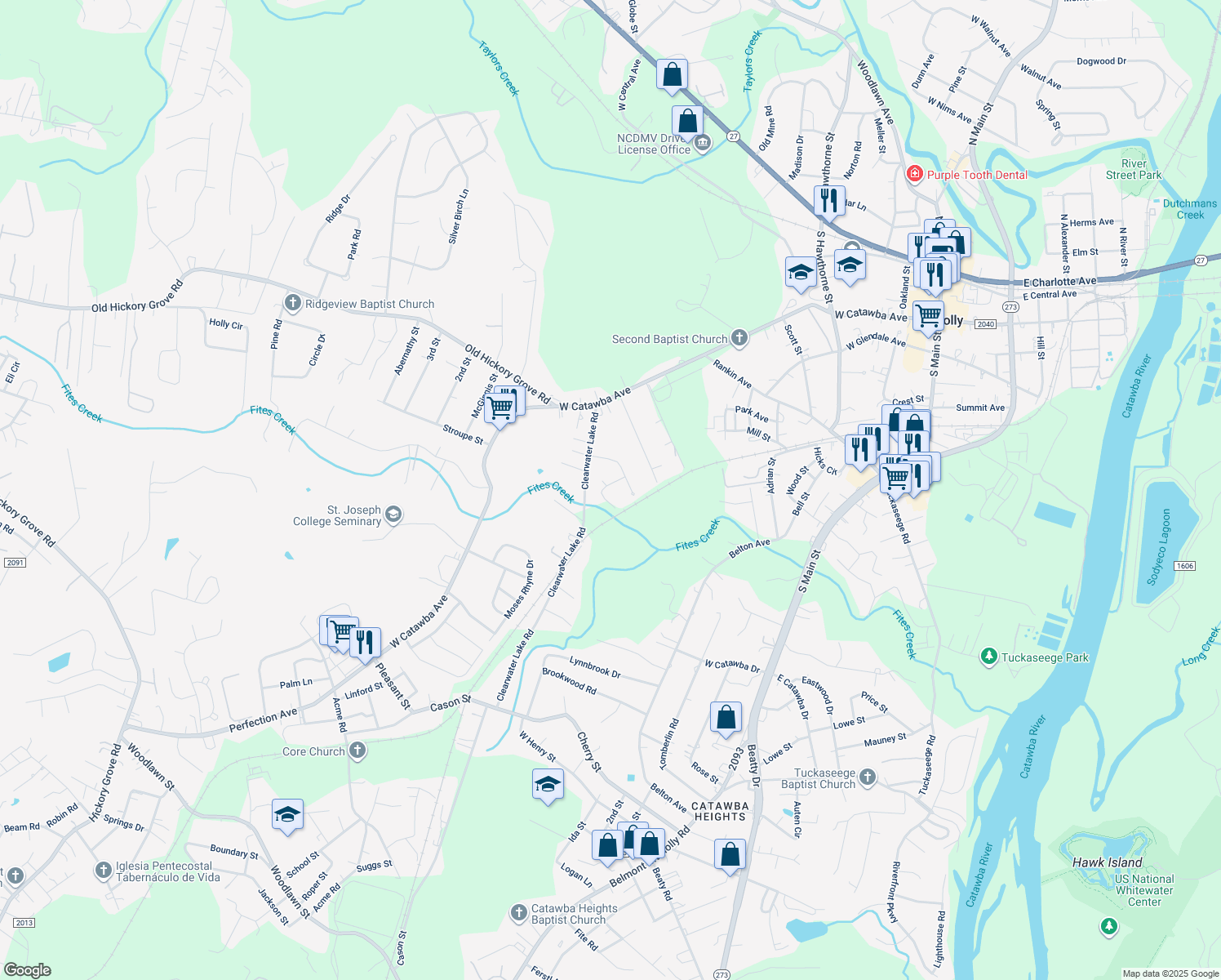 map of restaurants, bars, coffee shops, grocery stores, and more near 105 Dogwood Place in Mount Holly