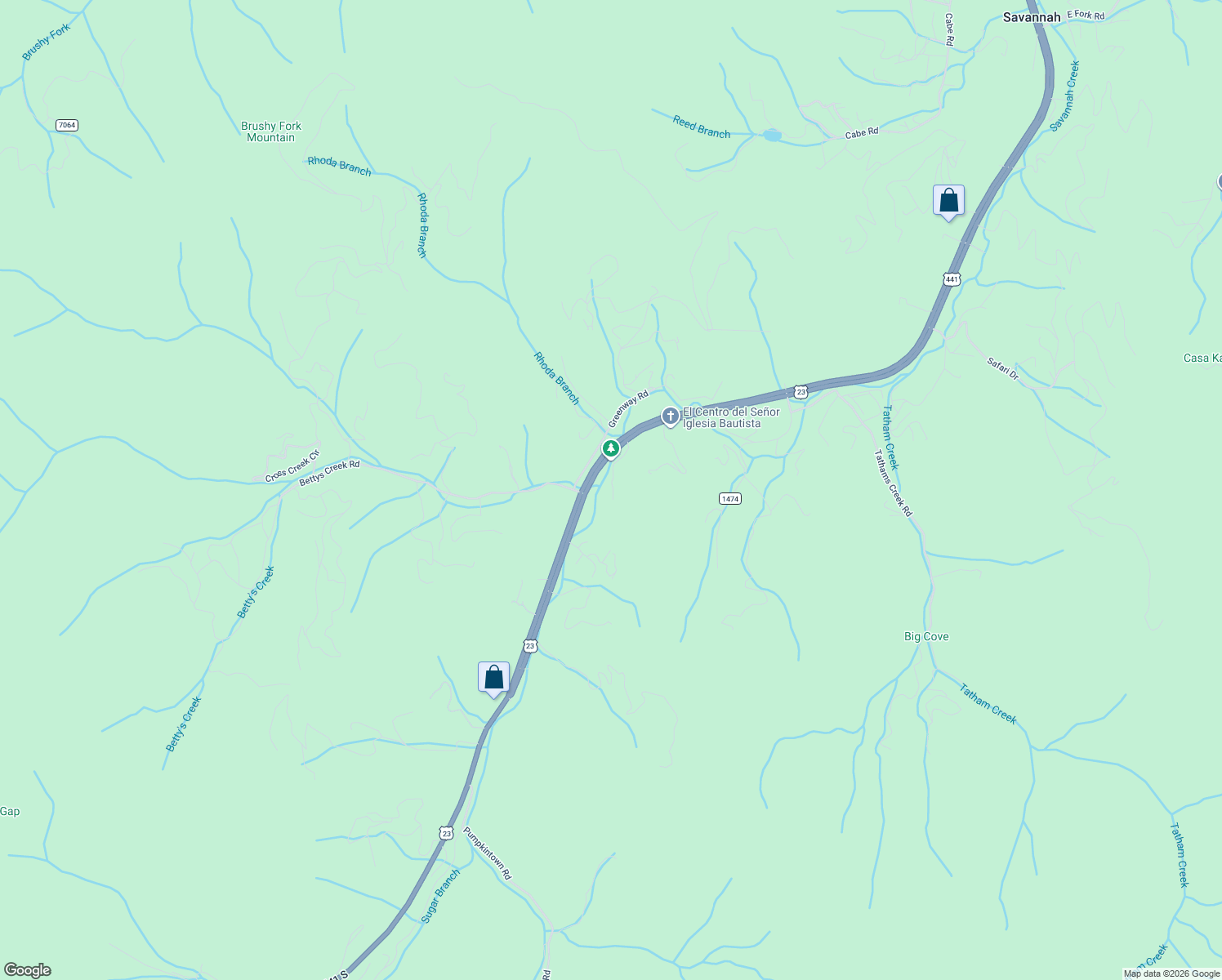 map of restaurants, bars, coffee shops, grocery stores, and more near 7353 U.S. 441 in Sylva