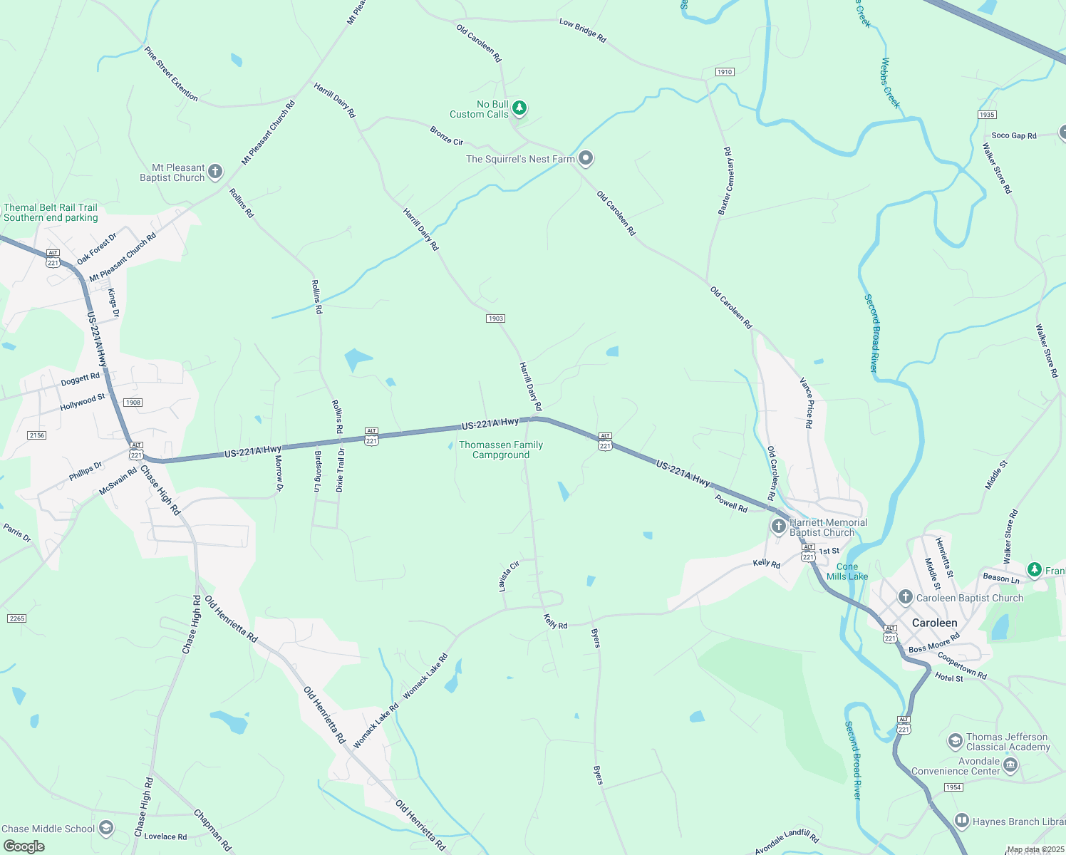 map of restaurants, bars, coffee shops, grocery stores, and more near 113 Kelly Road in Forest City