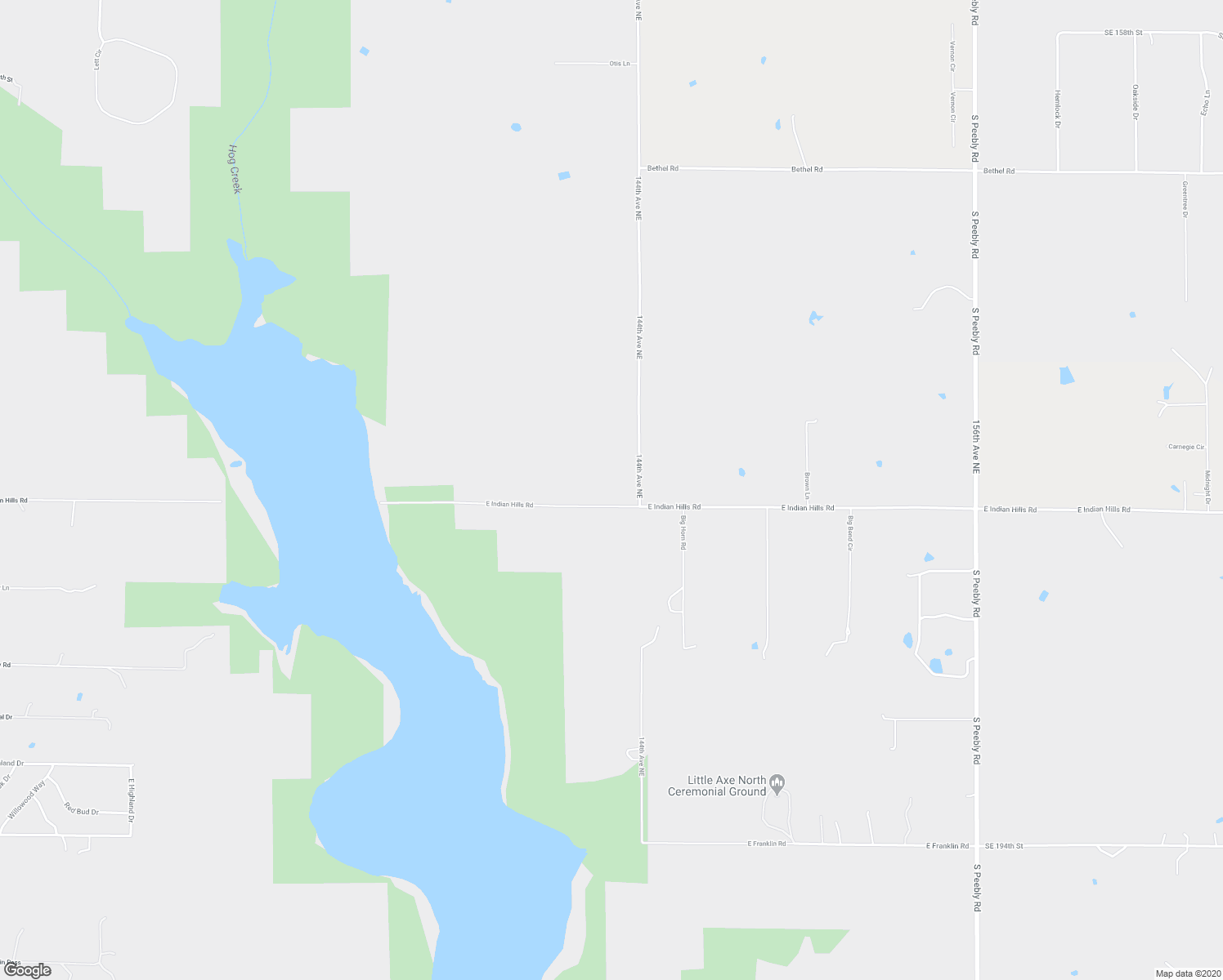 map of restaurants, bars, coffee shops, grocery stores, and more near 14301 East Indian Hills Road in Norman