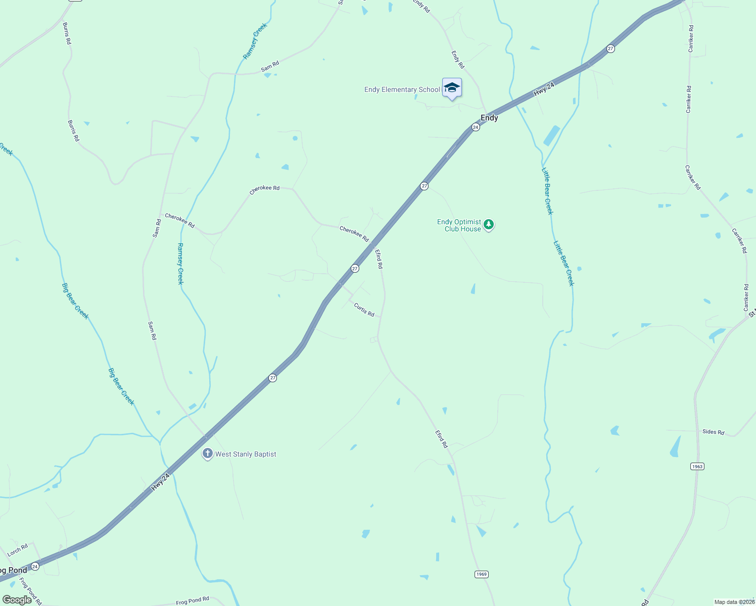 map of restaurants, bars, coffee shops, grocery stores, and more near 20425 Efird Road in Albemarle