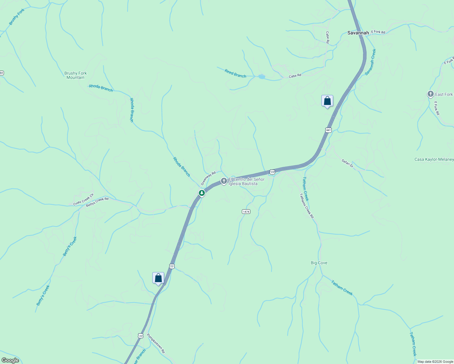 map of restaurants, bars, coffee shops, grocery stores, and more near 7193 U.S. 441 in Sylva
