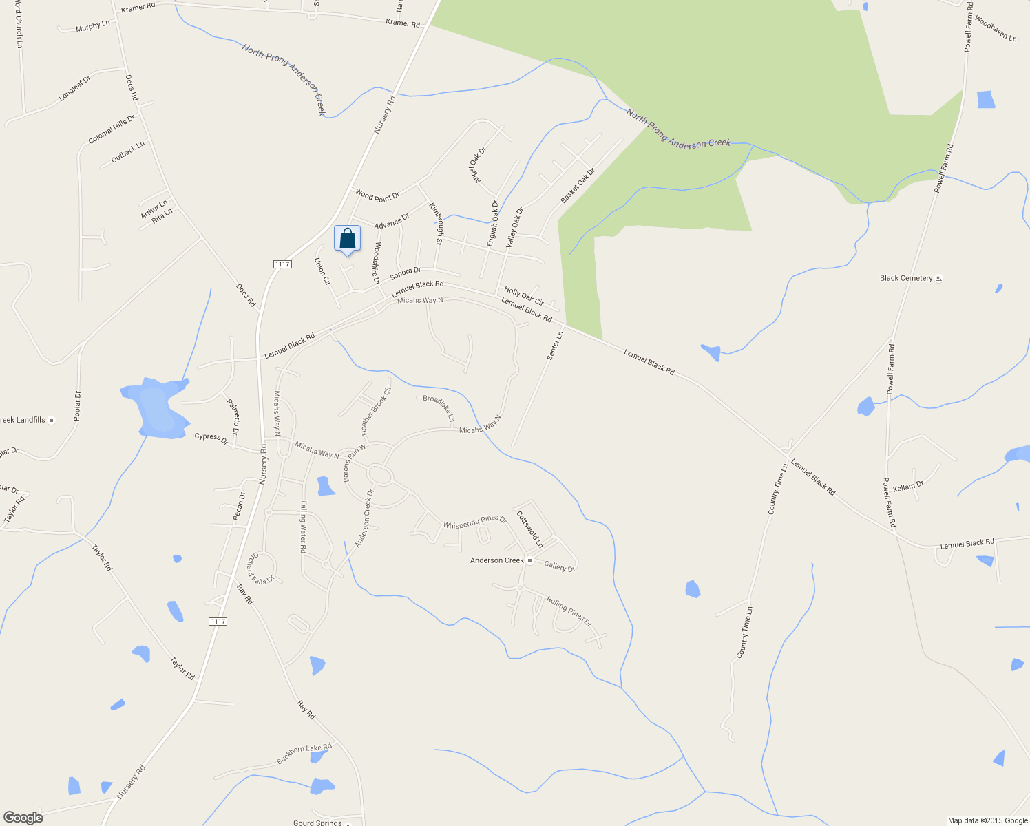 map of restaurants, bars, coffee shops, grocery stores, and more near 360 Senter Lane in Bunnlevel