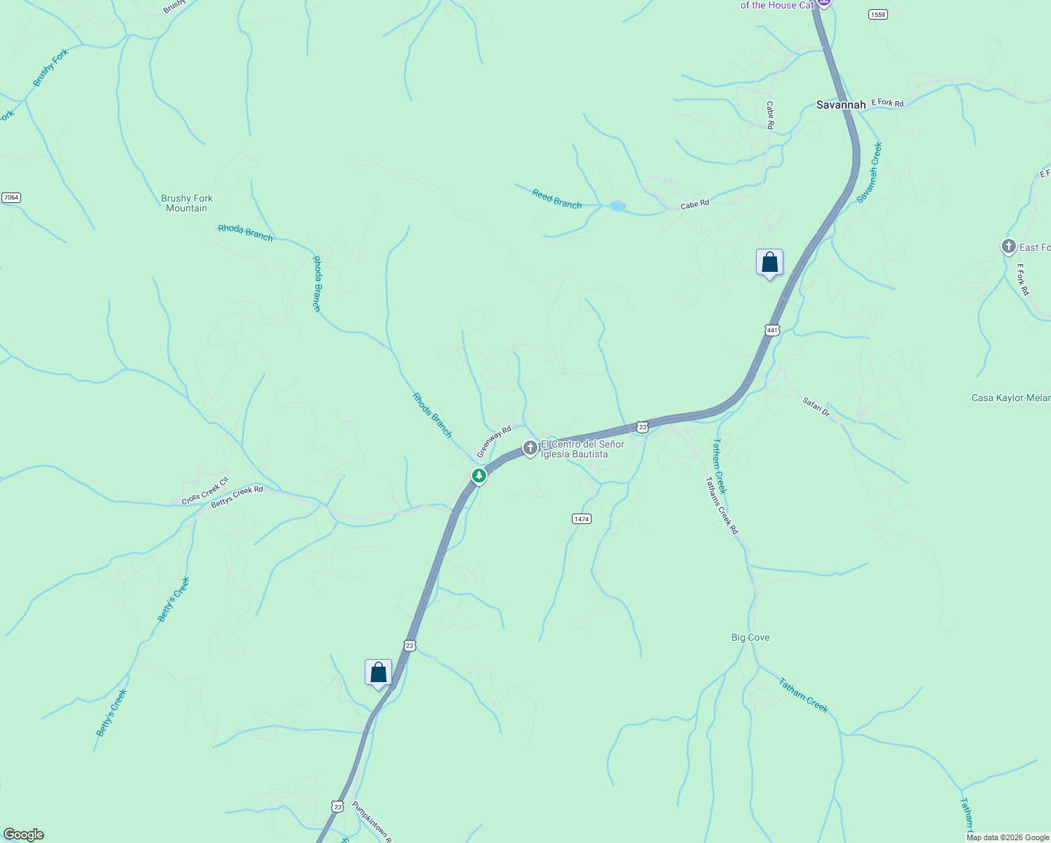 map of restaurants, bars, coffee shops, grocery stores, and more near 419 Greenway Road in Sylva