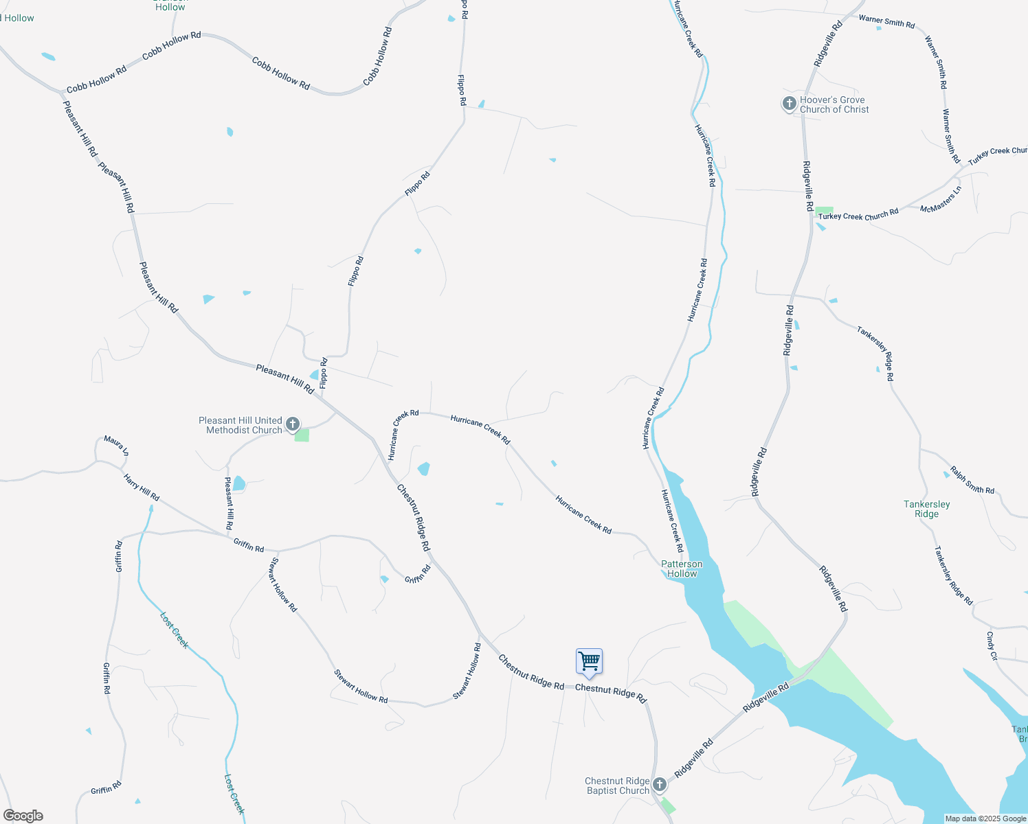 map of restaurants, bars, coffee shops, grocery stores, and more near 16 Hickory Ridge Road in Lynchburg