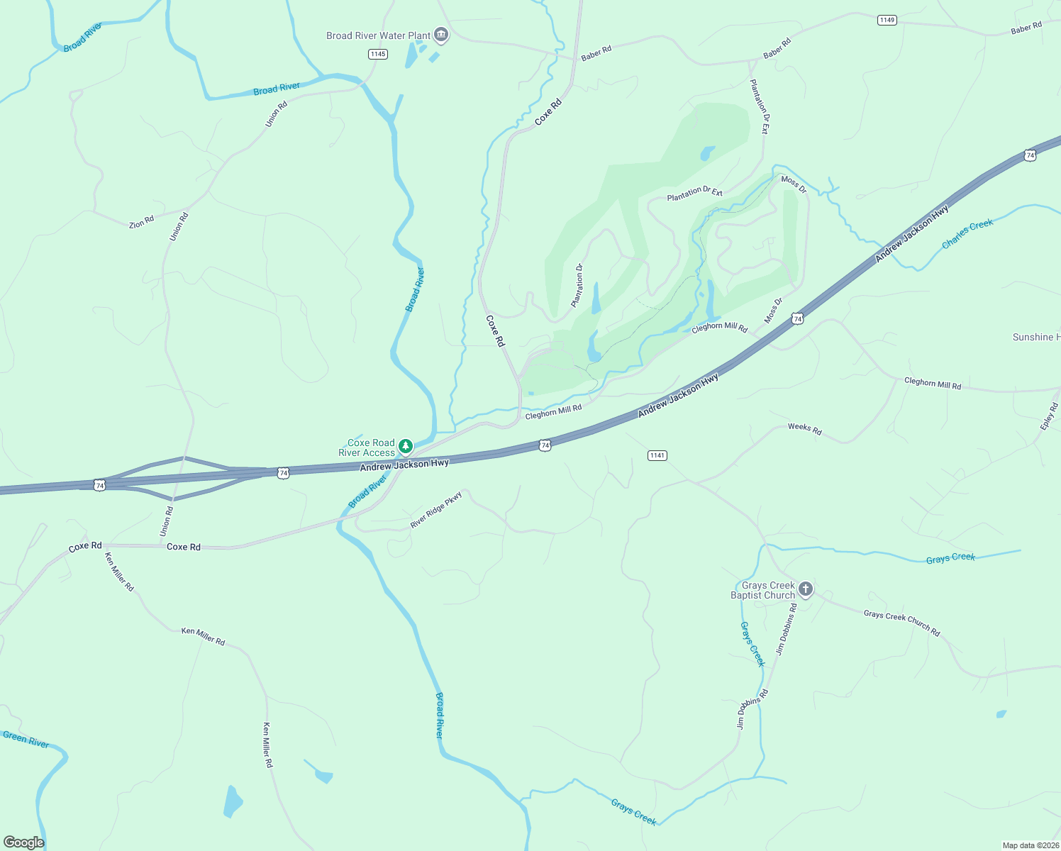 map of restaurants, bars, coffee shops, grocery stores, and more near 1597 Cleghorn Mill Road in Rutherfordton