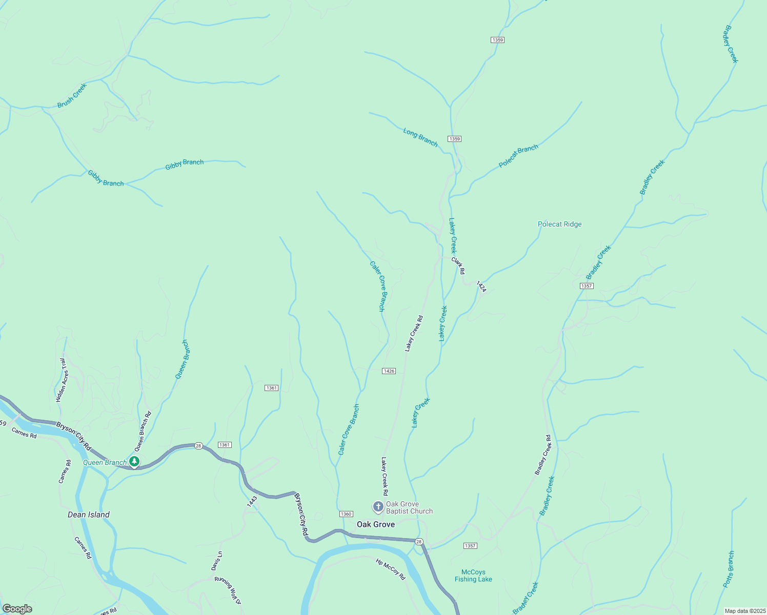 map of restaurants, bars, coffee shops, grocery stores, and more near Thunder Creek Road in Macon County