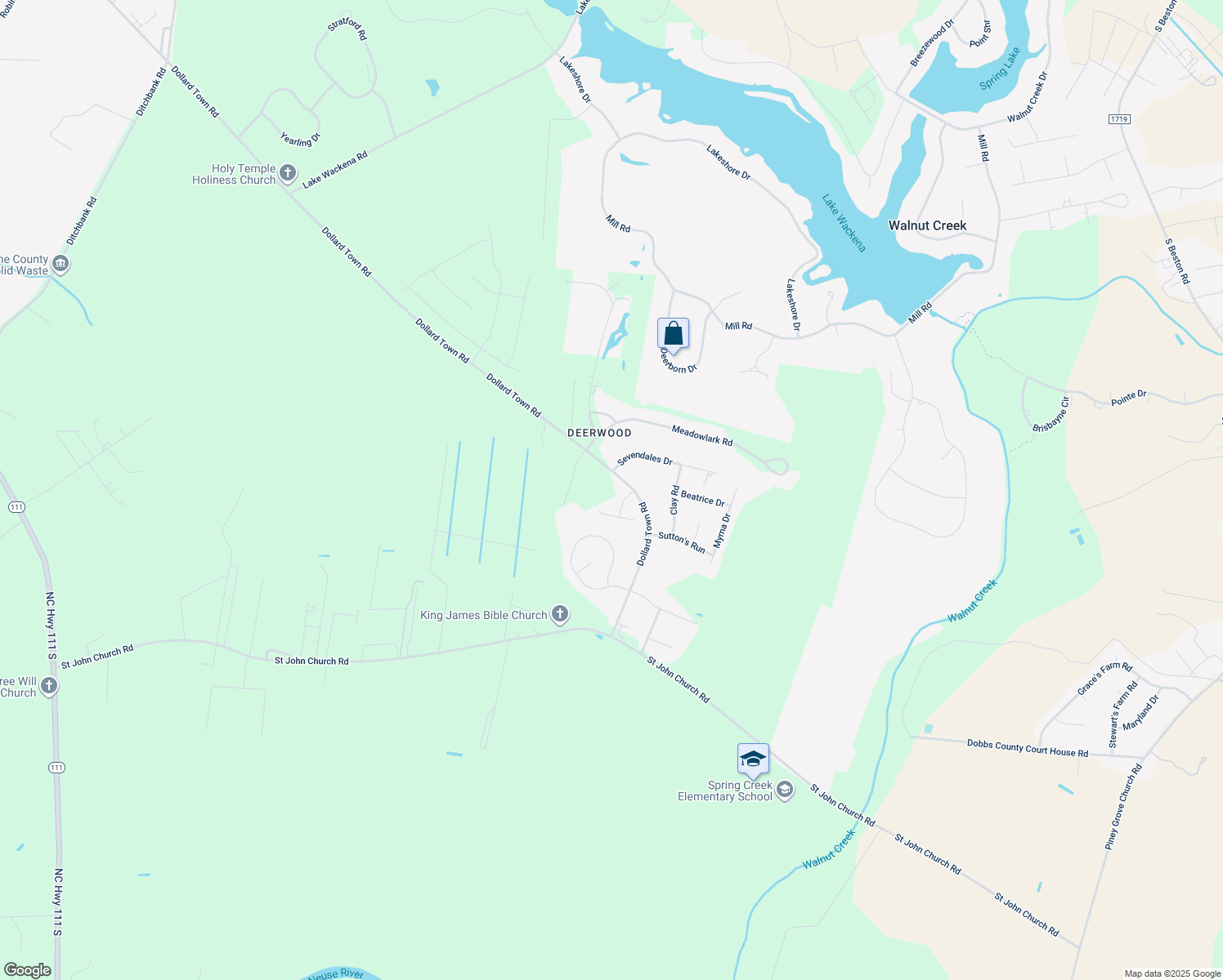 map of restaurants, bars, coffee shops, grocery stores, and more near 1378 Dollard Town Road in Goldsboro
