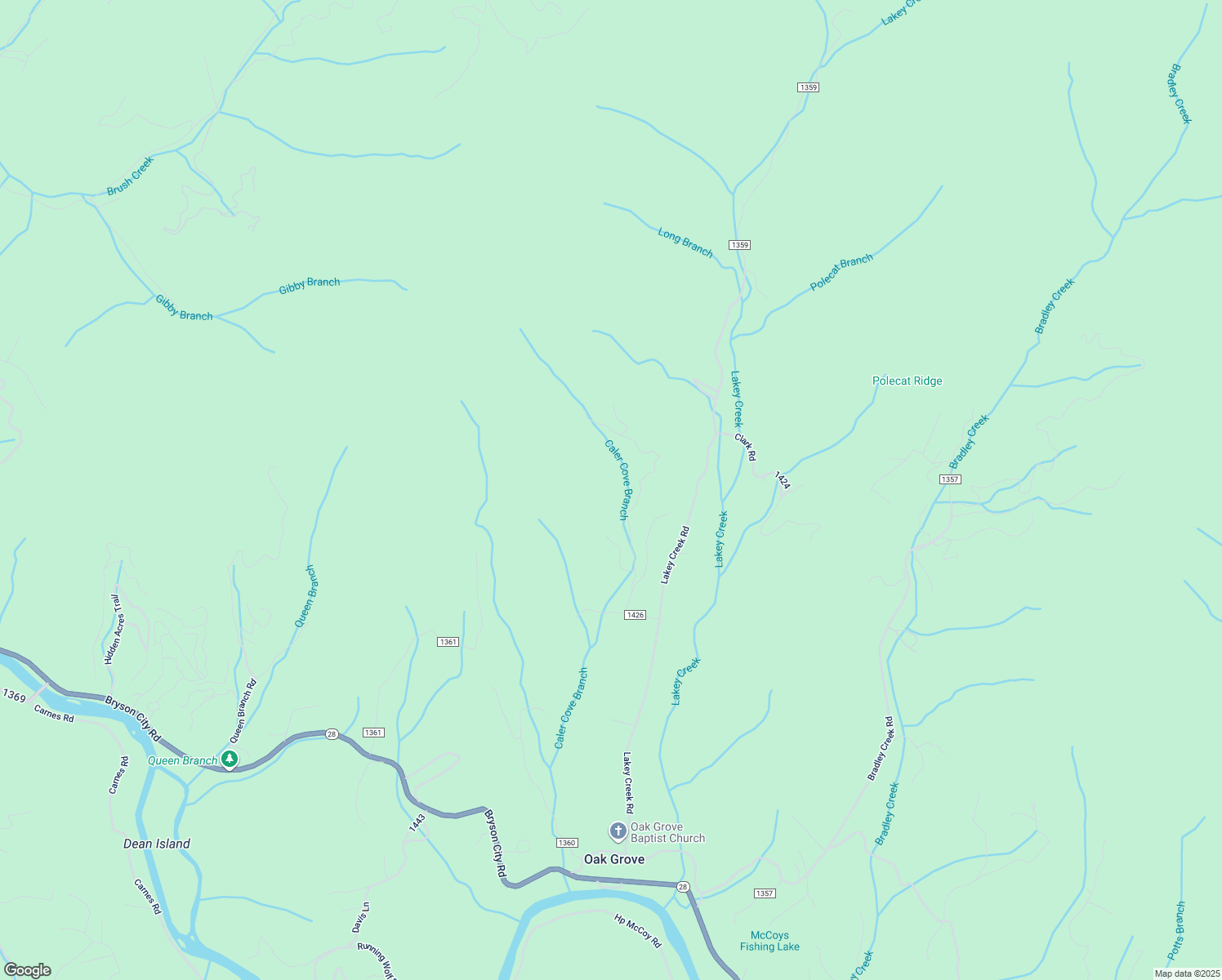 map of restaurants, bars, coffee shops, grocery stores, and more near Thunder Creek Road in Macon County