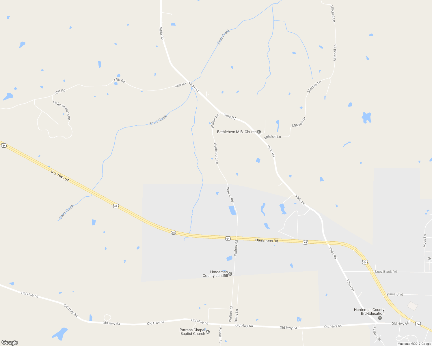 map of restaurants, bars, coffee shops, grocery stores, and more near 1335 Walton Road in Bolivar