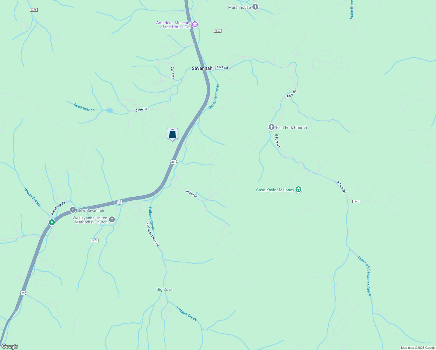map of restaurants, bars, coffee shops, grocery stores, and more near 22 Wildcat Mountain Trail in Sylva