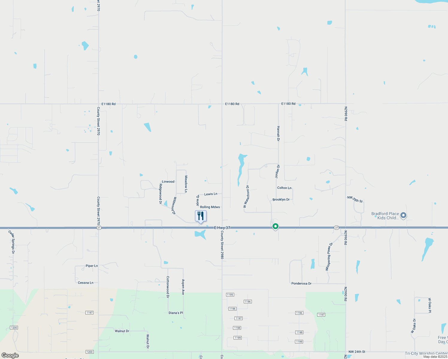map of restaurants, bars, coffee shops, grocery stores, and more near 317 Heather Lane in Tuttle