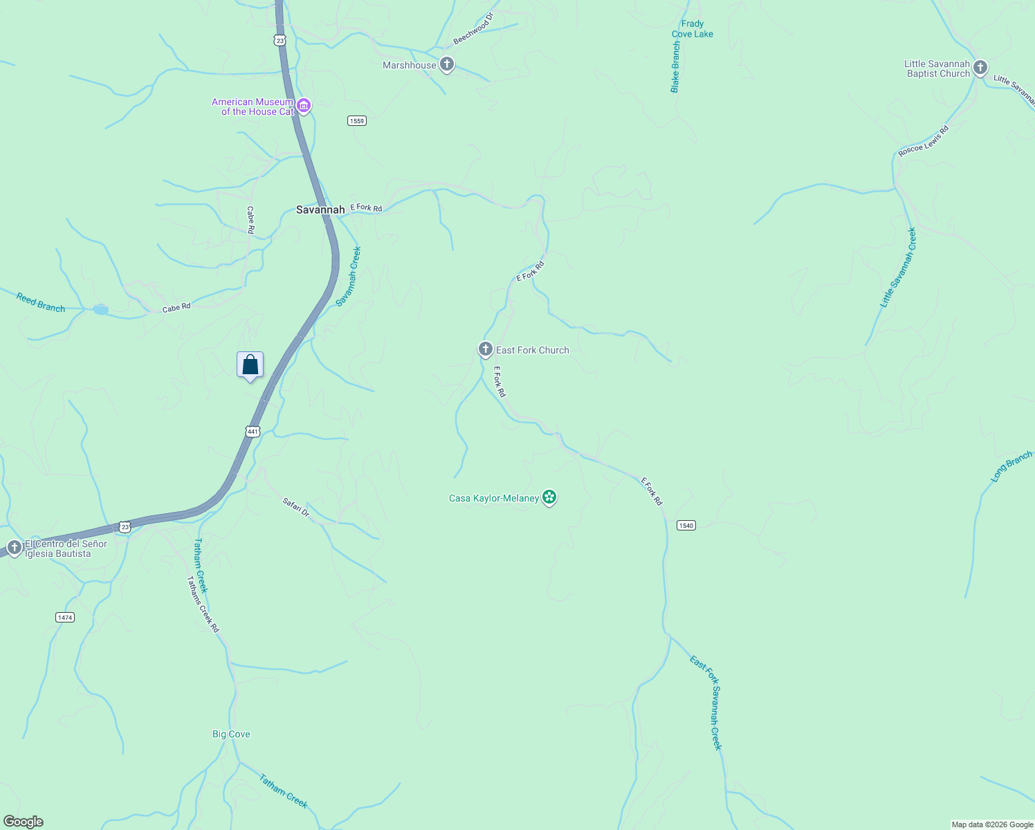map of restaurants, bars, coffee shops, grocery stores, and more near 1751 East Fork Road in Sylva