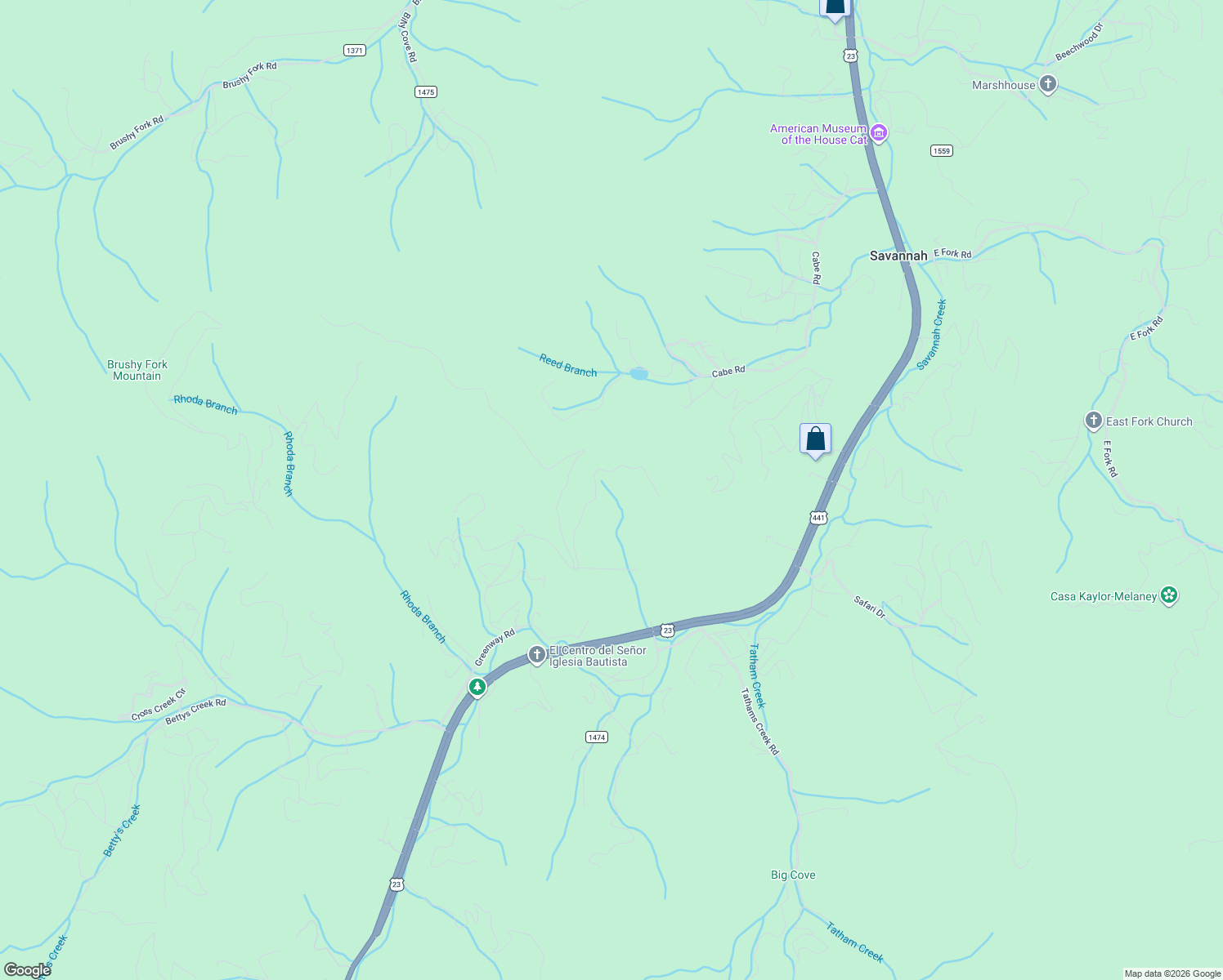map of restaurants, bars, coffee shops, grocery stores, and more near 8 Boar Ridge Road in Sylva