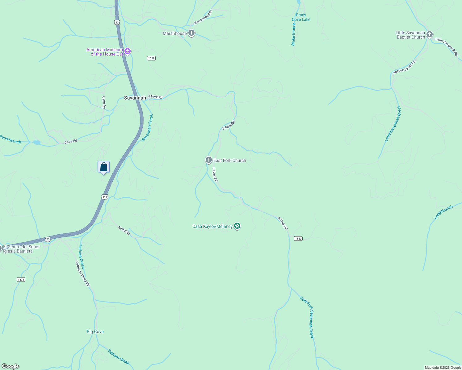 map of restaurants, bars, coffee shops, grocery stores, and more near 1751 East Fork Road in Sylva