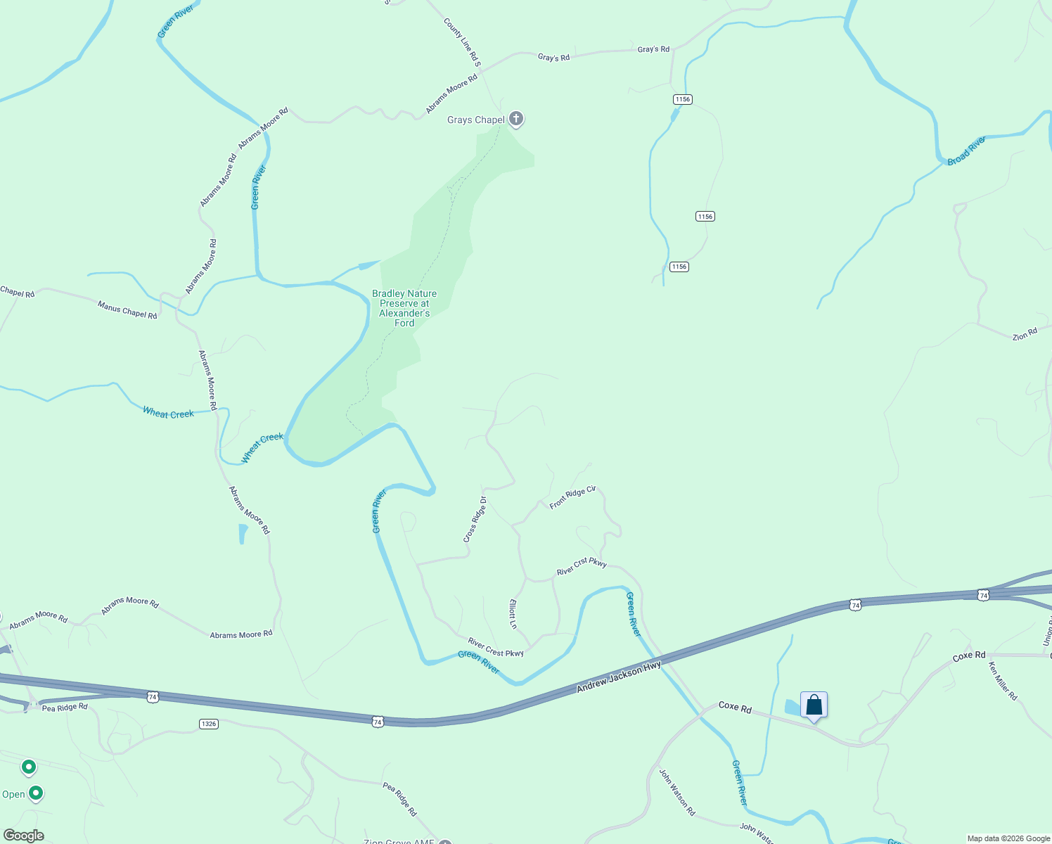 map of restaurants, bars, coffee shops, grocery stores, and more near 250 Valley Drive in Rutherfordton