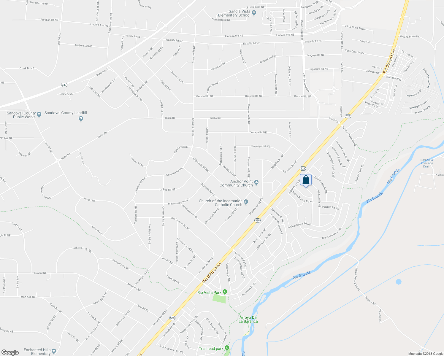 map of restaurants, bars, coffee shops, grocery stores, and more near 6609 Milpa Alta Road Northeast in Rio Rancho