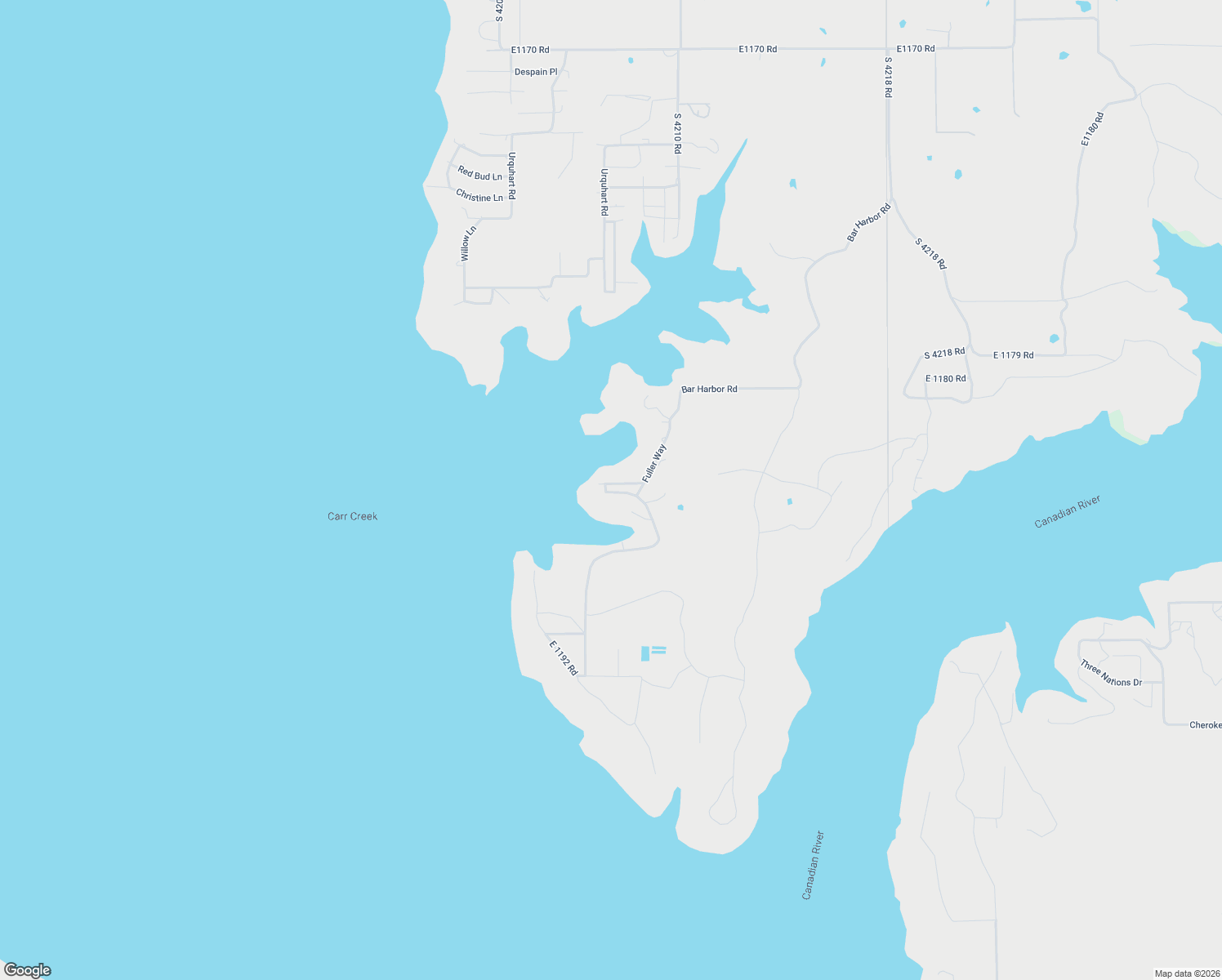 map of restaurants, bars, coffee shops, grocery stores, and more near 421302 East 1183 Road in Eufaula
