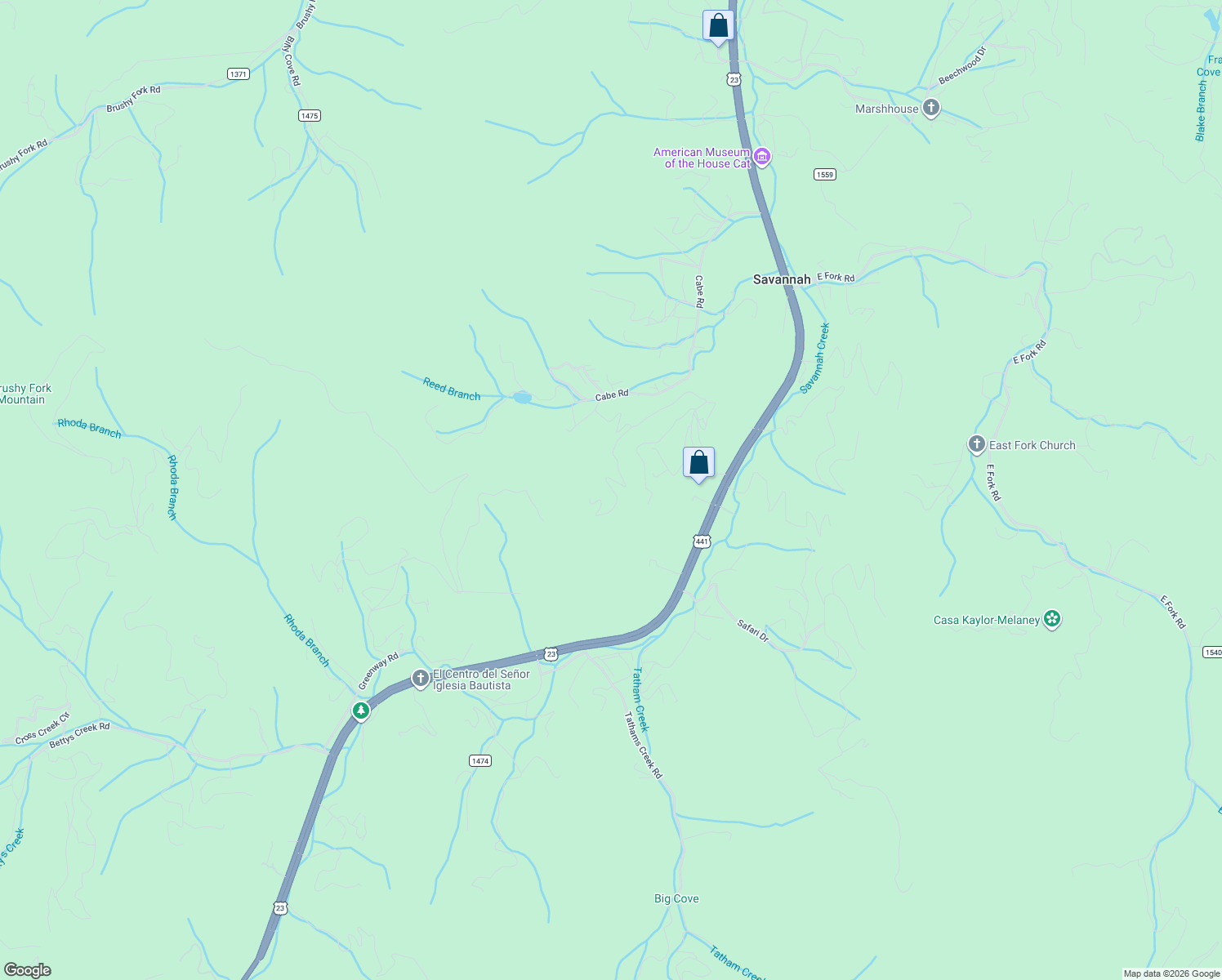 map of restaurants, bars, coffee shops, grocery stores, and more near 1074 North Star Lane in Sylva