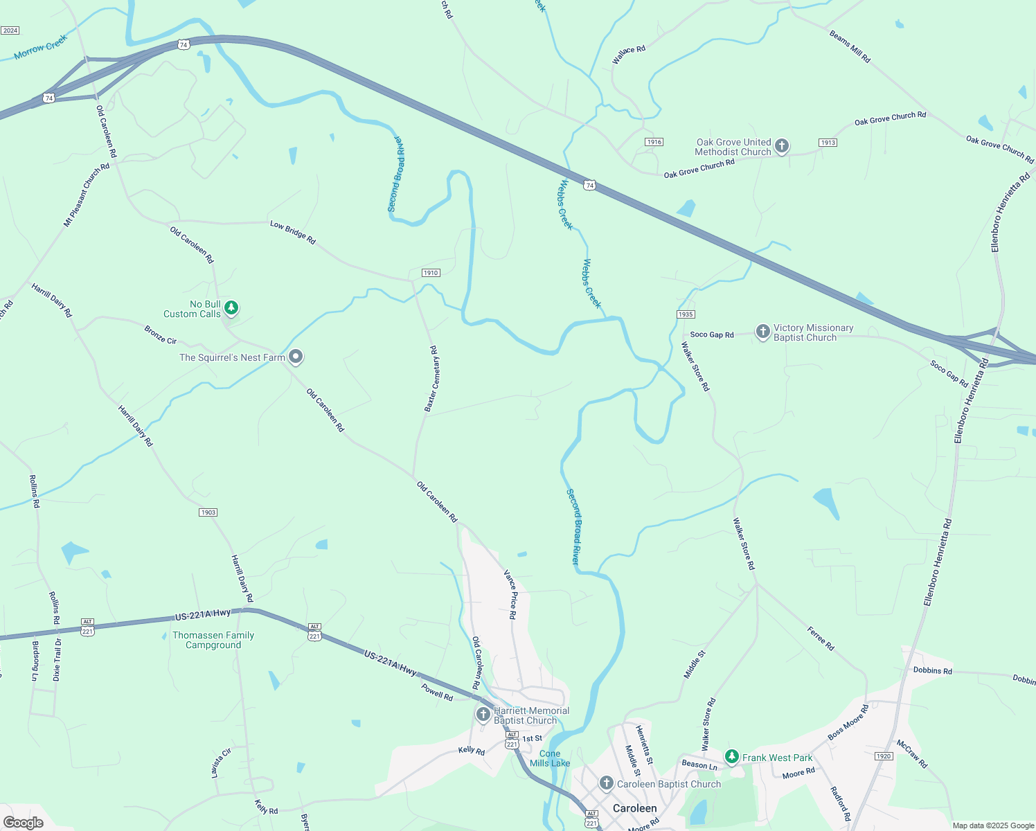 map of restaurants, bars, coffee shops, grocery stores, and more near 175 Brandy Lane in Forest City
